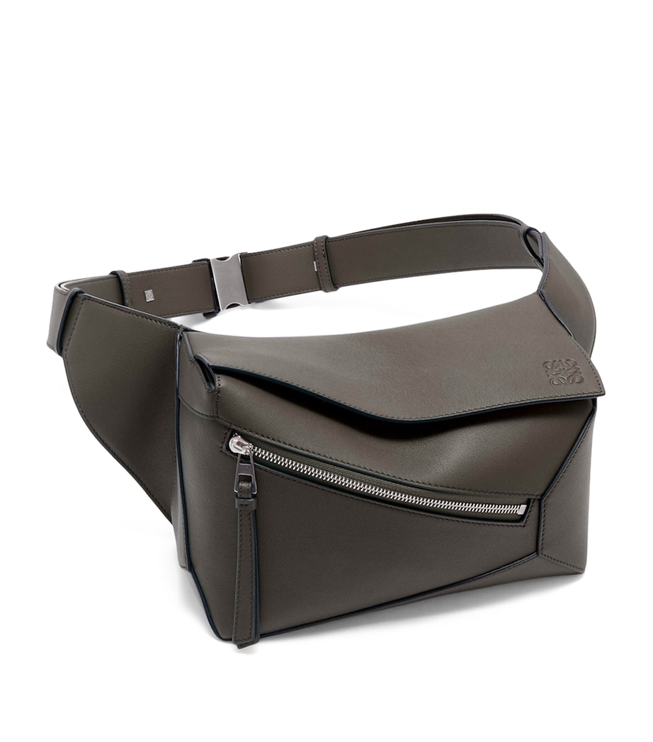Small Leather Puzzle Belt Bag DARK GREY Image 5