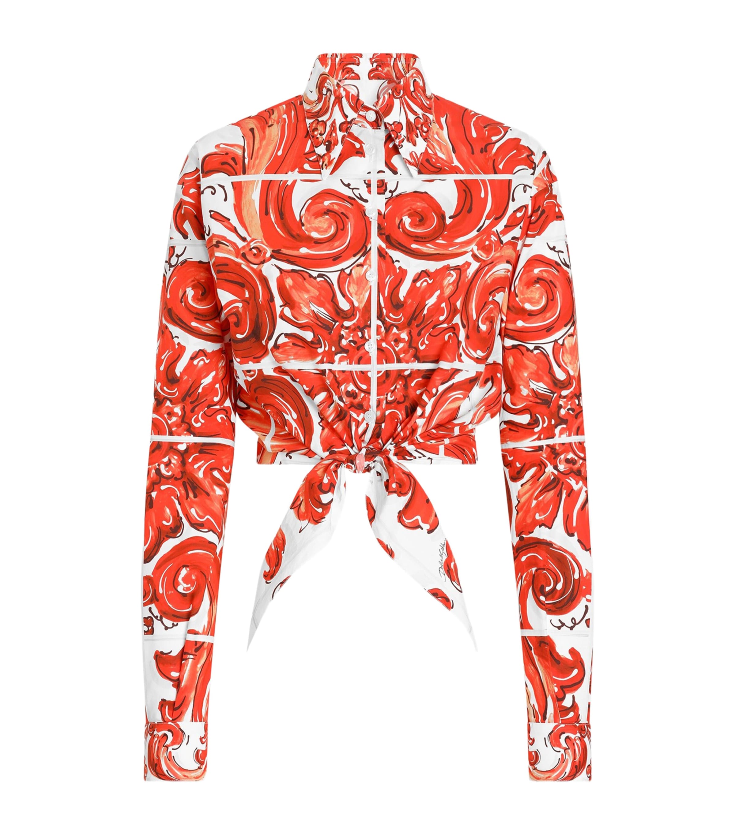 Dolce&Gabbana Multi Cotton Majolica Print Tie-Waist Shirt | Harrods US
