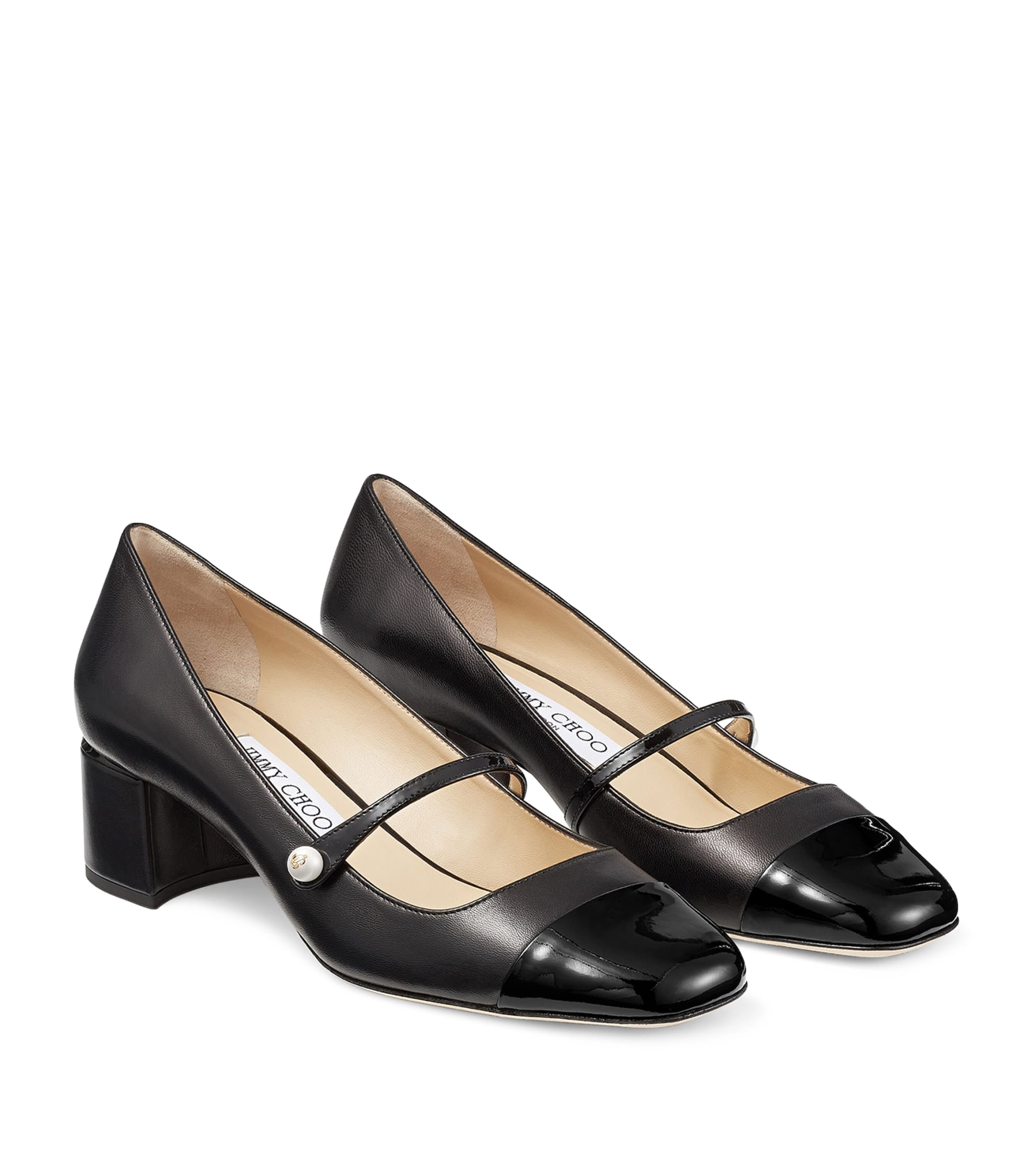 Elisa 45 Leather Mary Jane Pumps BLACK/BLACK Image 3