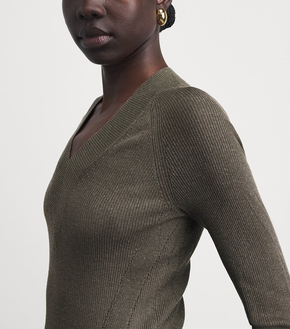 Joseph Womens Rib-Knit Harti Sweater Palm Leaf Image 3