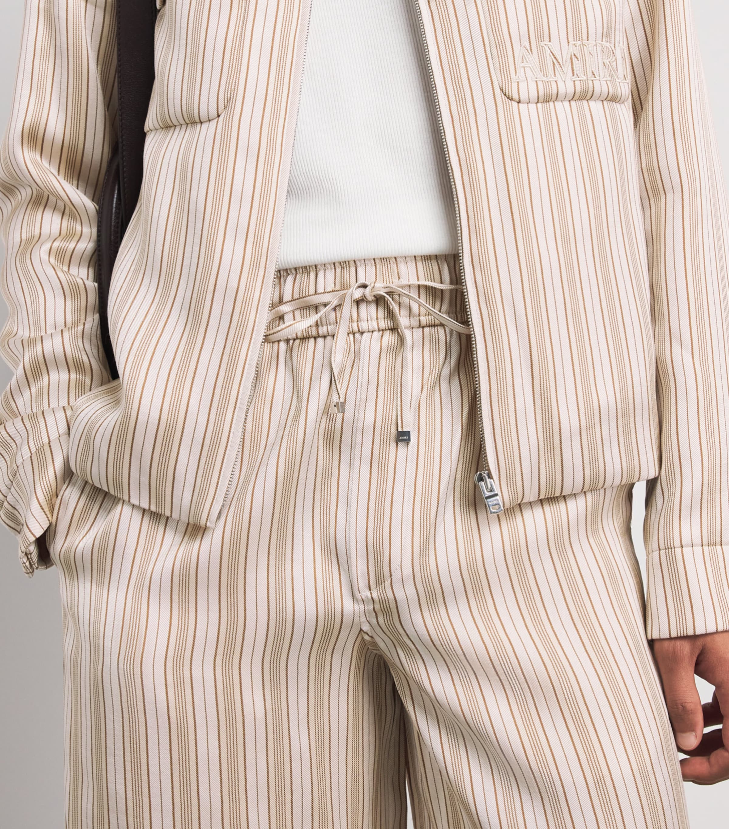 AMIRI Mens Stripe Logo Shorts Alabaster Image 3