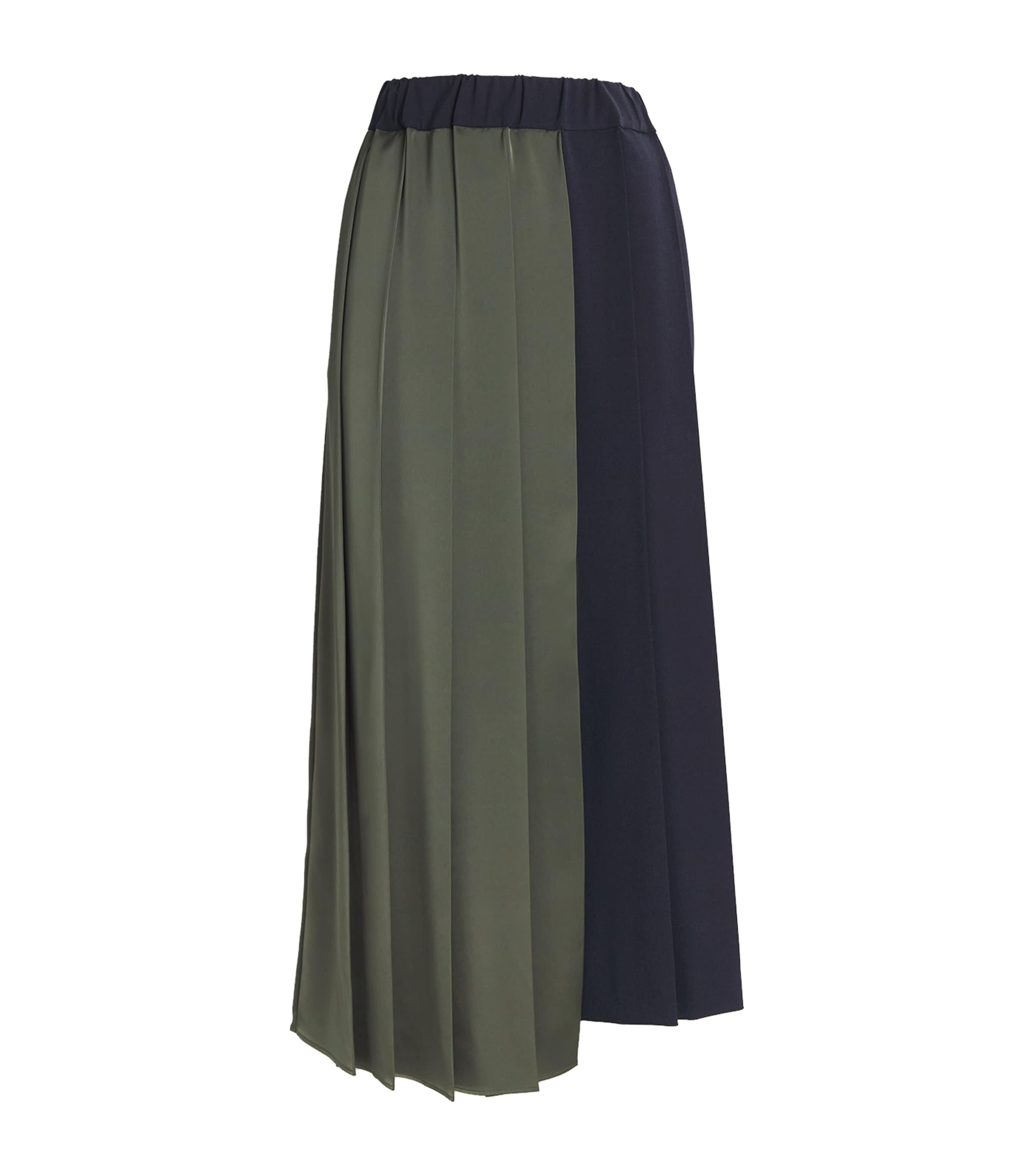 Shop Weekend Max Mara Asymmetric Pleated Midi Skirt In Blue