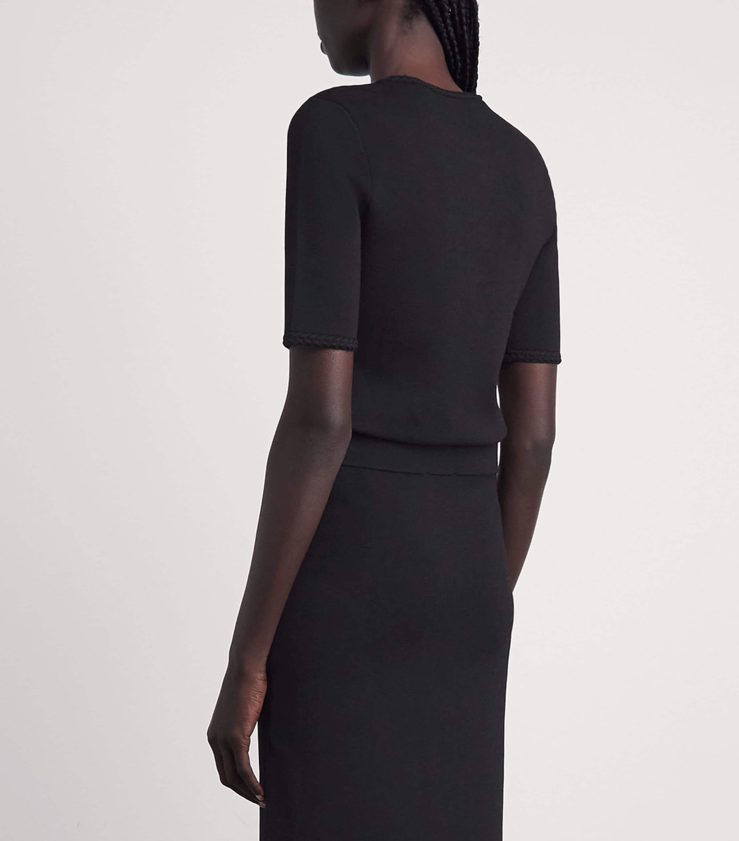 Claudie Pierlot Womens Braid-Detail Knitted Top Black Image 5
