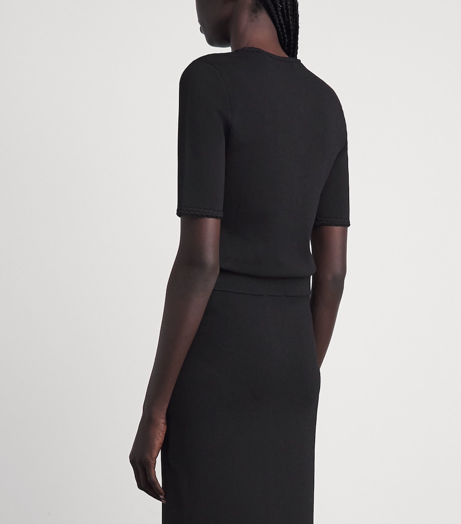 Claudie Pierlot Womens Braid-Detail Knitted Top Black Image 5