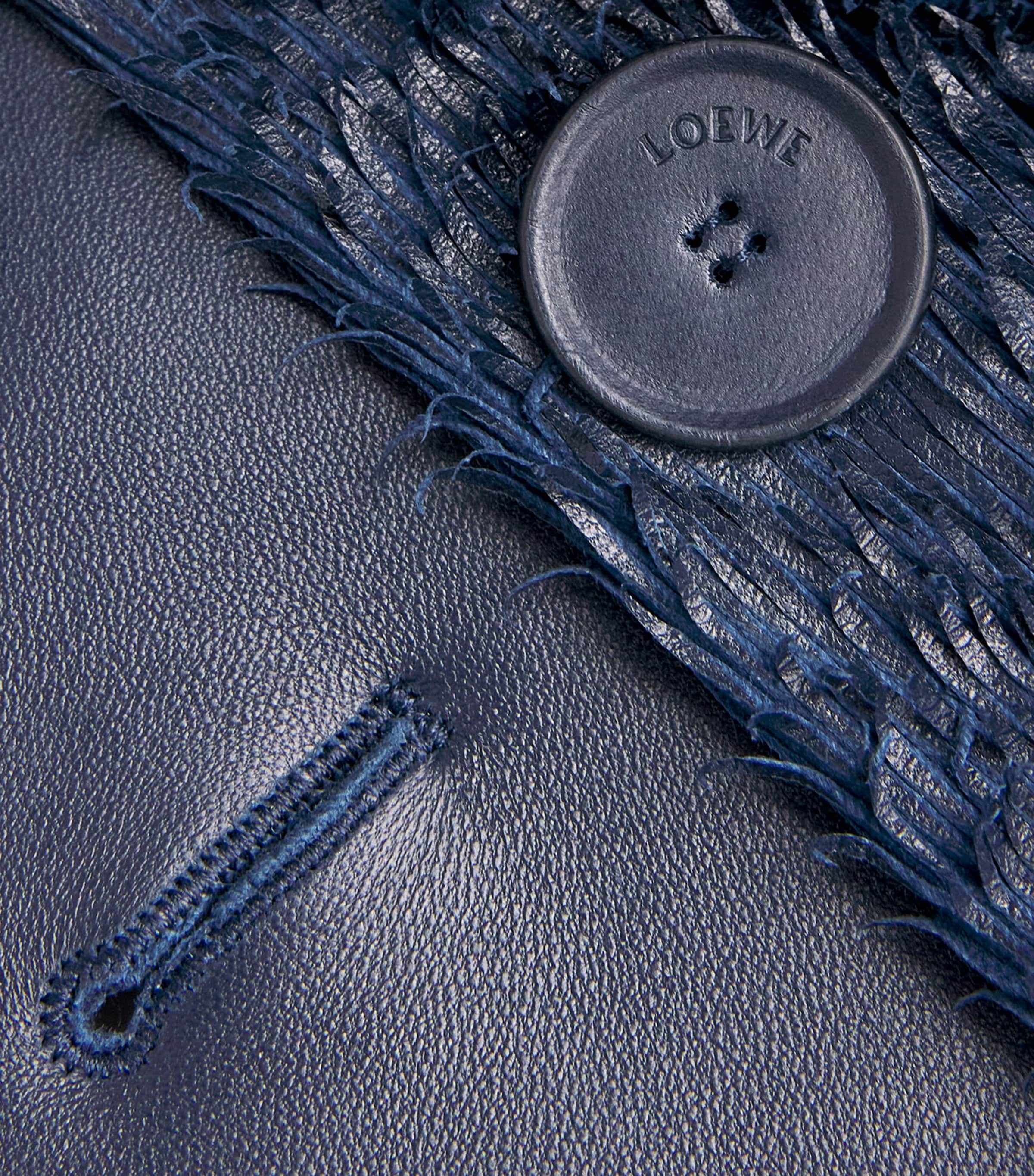 LOEWE Womens Lamb Leather Tailored Coat Dark Blue Image 6