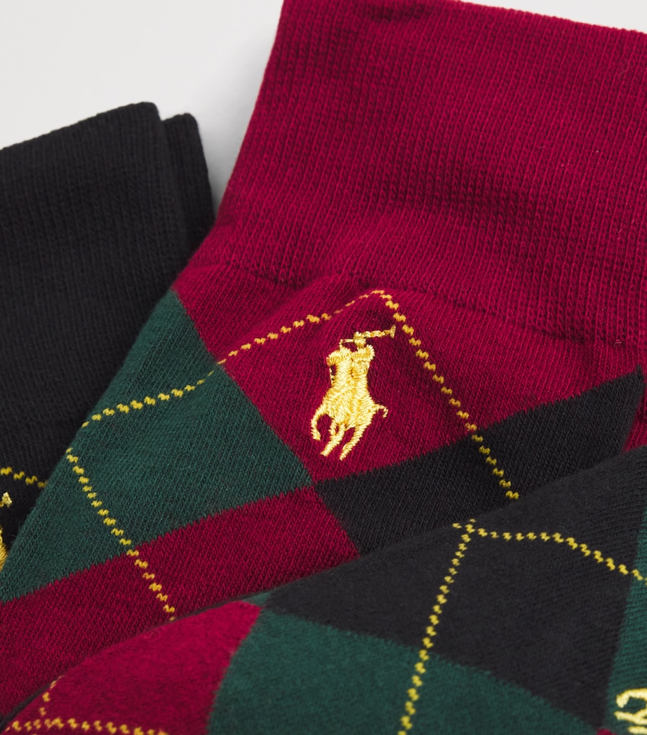 Cotton-Blend Argyle Socks (Pack of 3) GREEN/RED/BLACK Image 2