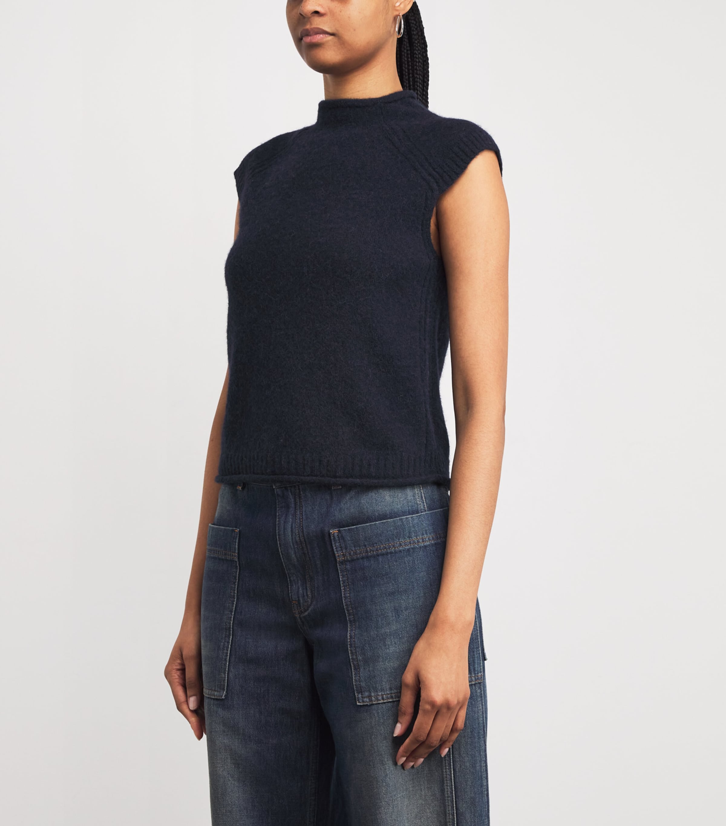 Alpaca-Blend Sweater Vest NAVY Image 3