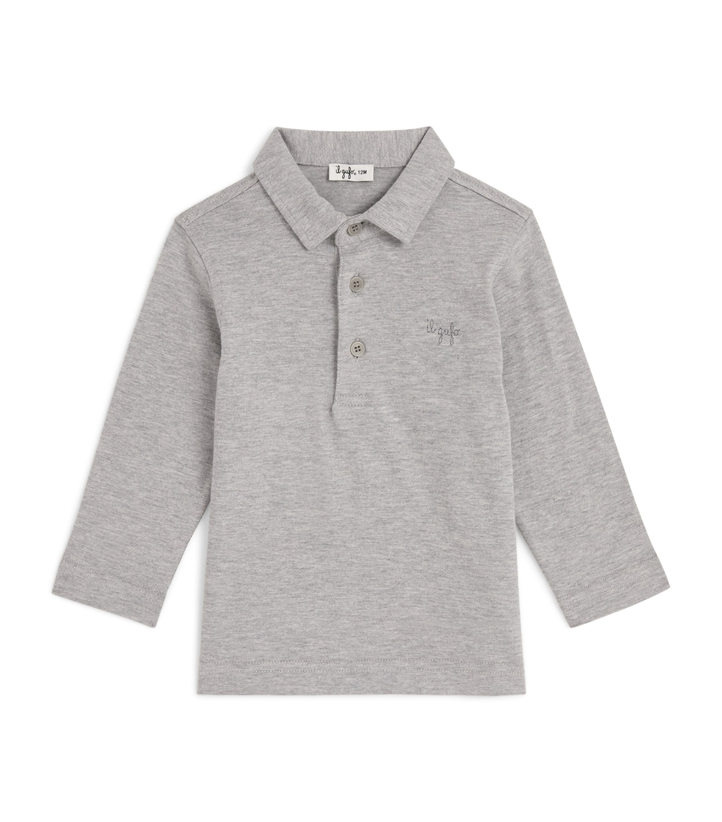 Shop Il Gufo Cotton Logo Polo Shirt In Grey