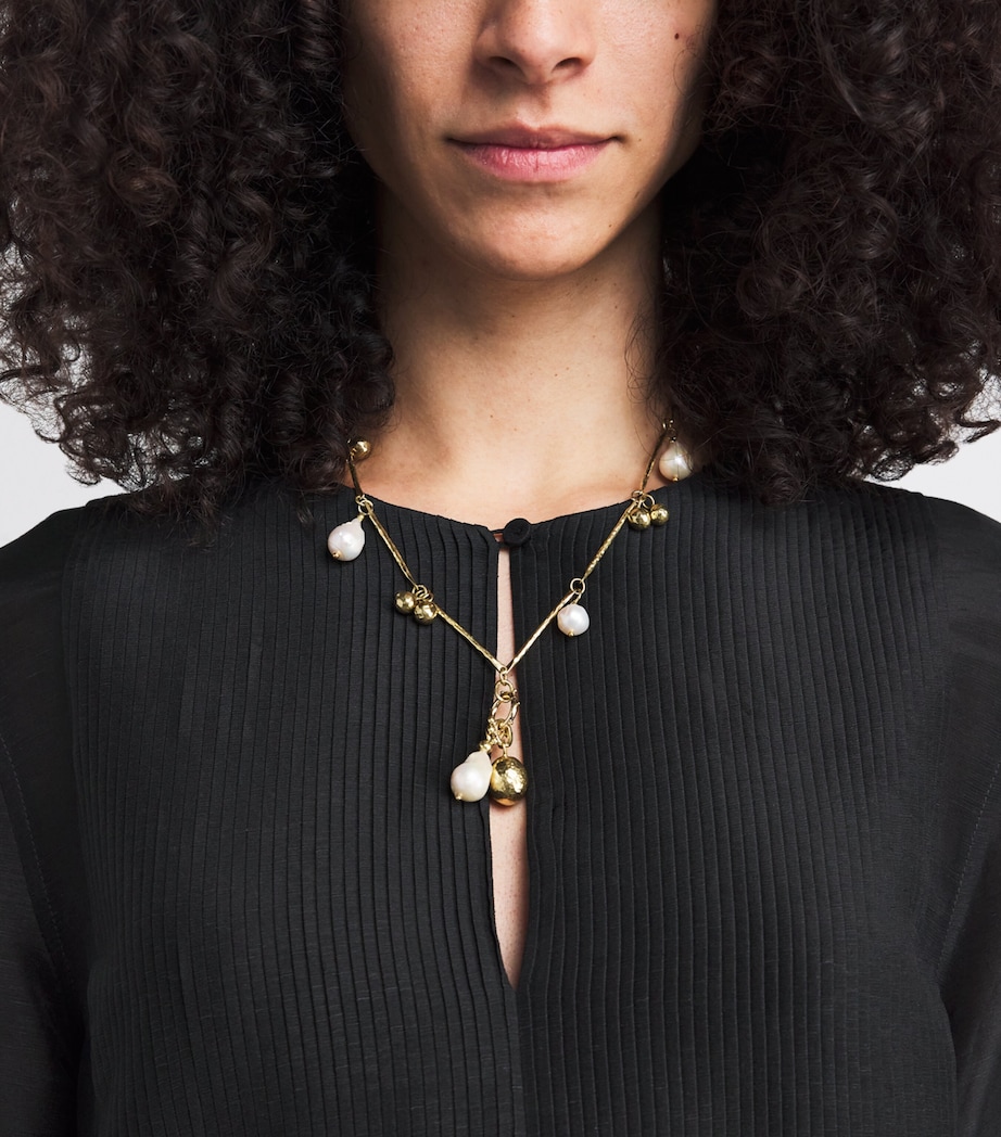 Linen-Silk Pleated Midi Kaftan 001 BLACK Image 5