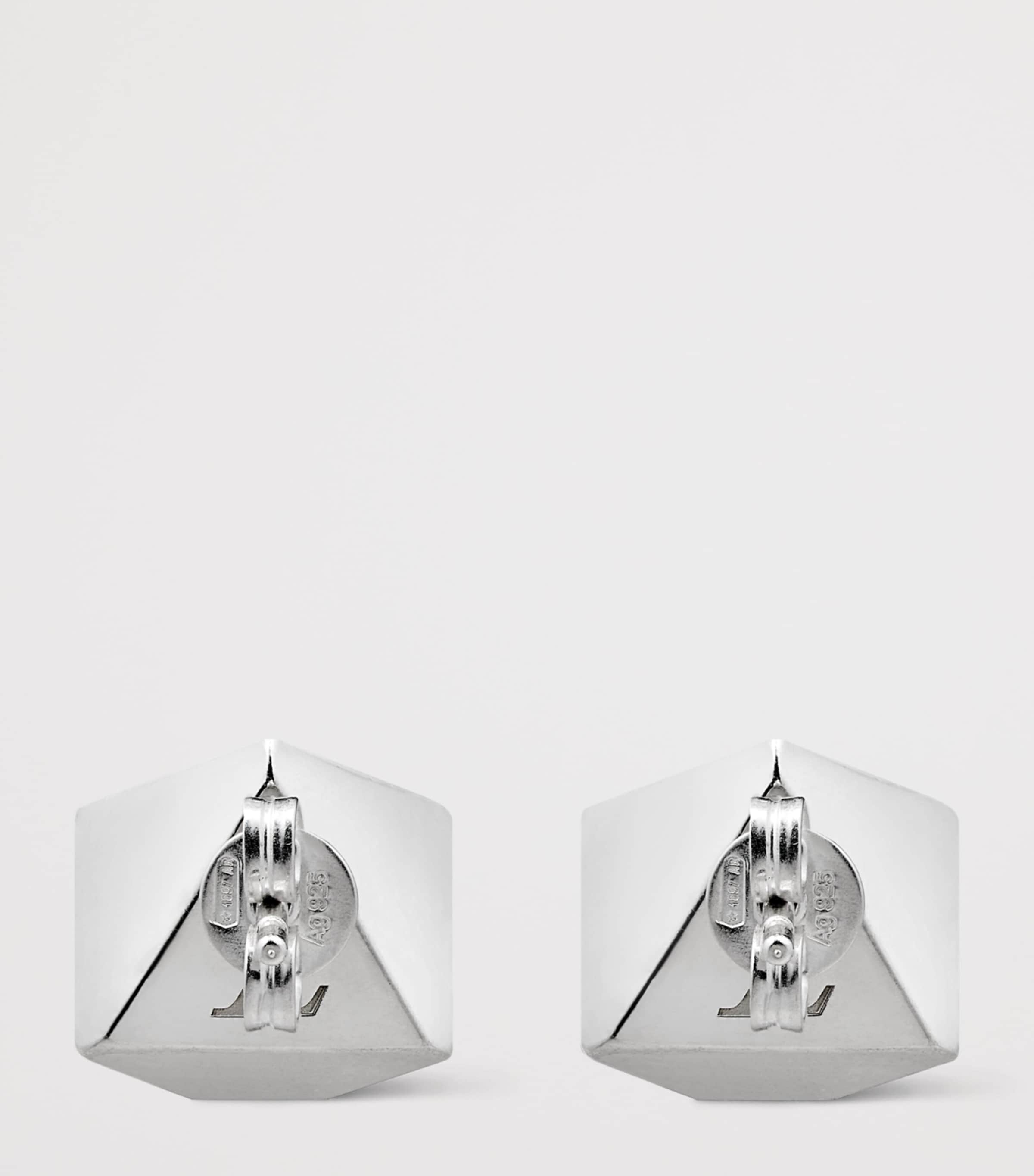 LOUIS VUITTON Sterling Silver Cube Earrings Silver Image 4