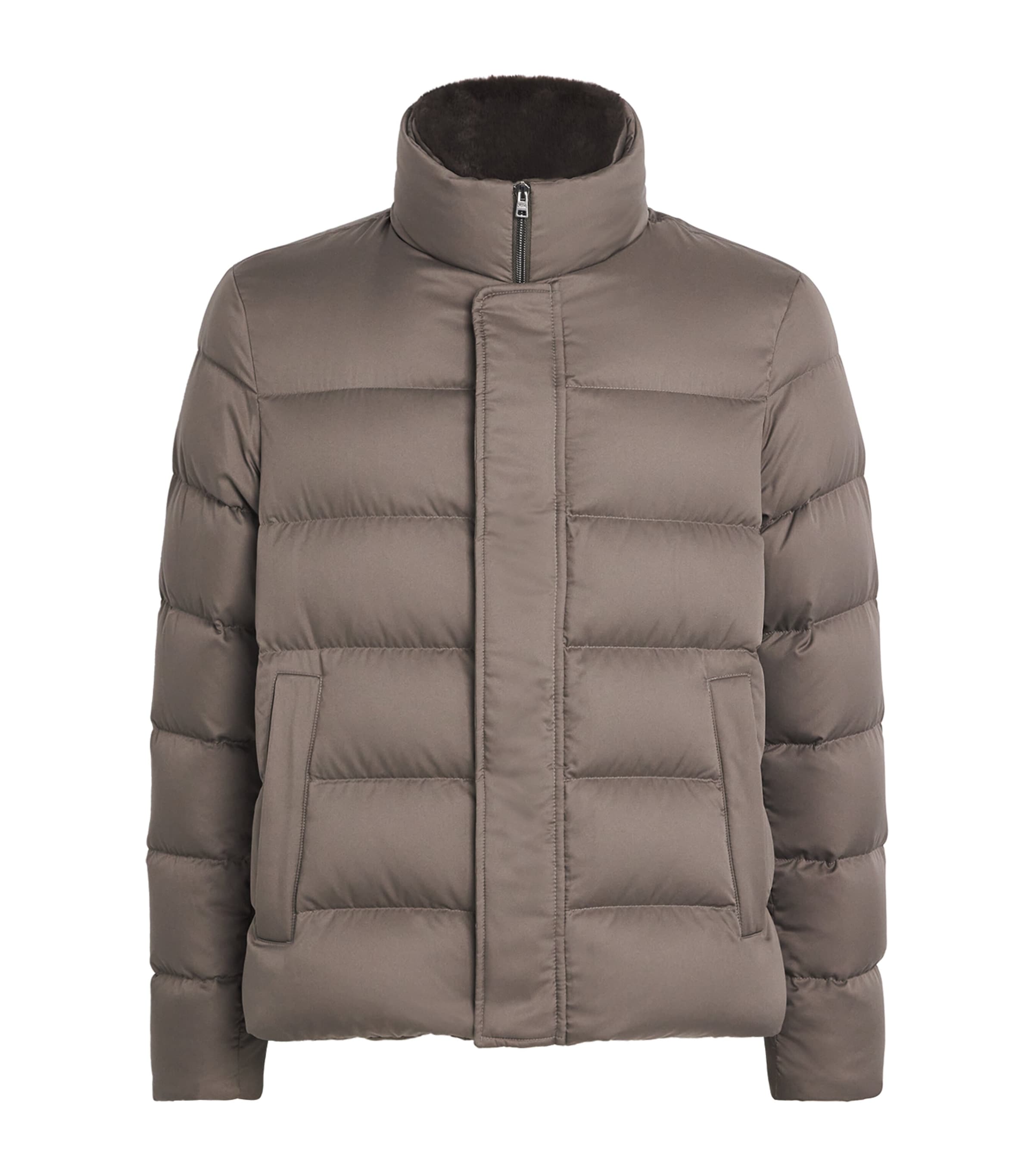 Herno Quilted High-neck Jacket In Brown