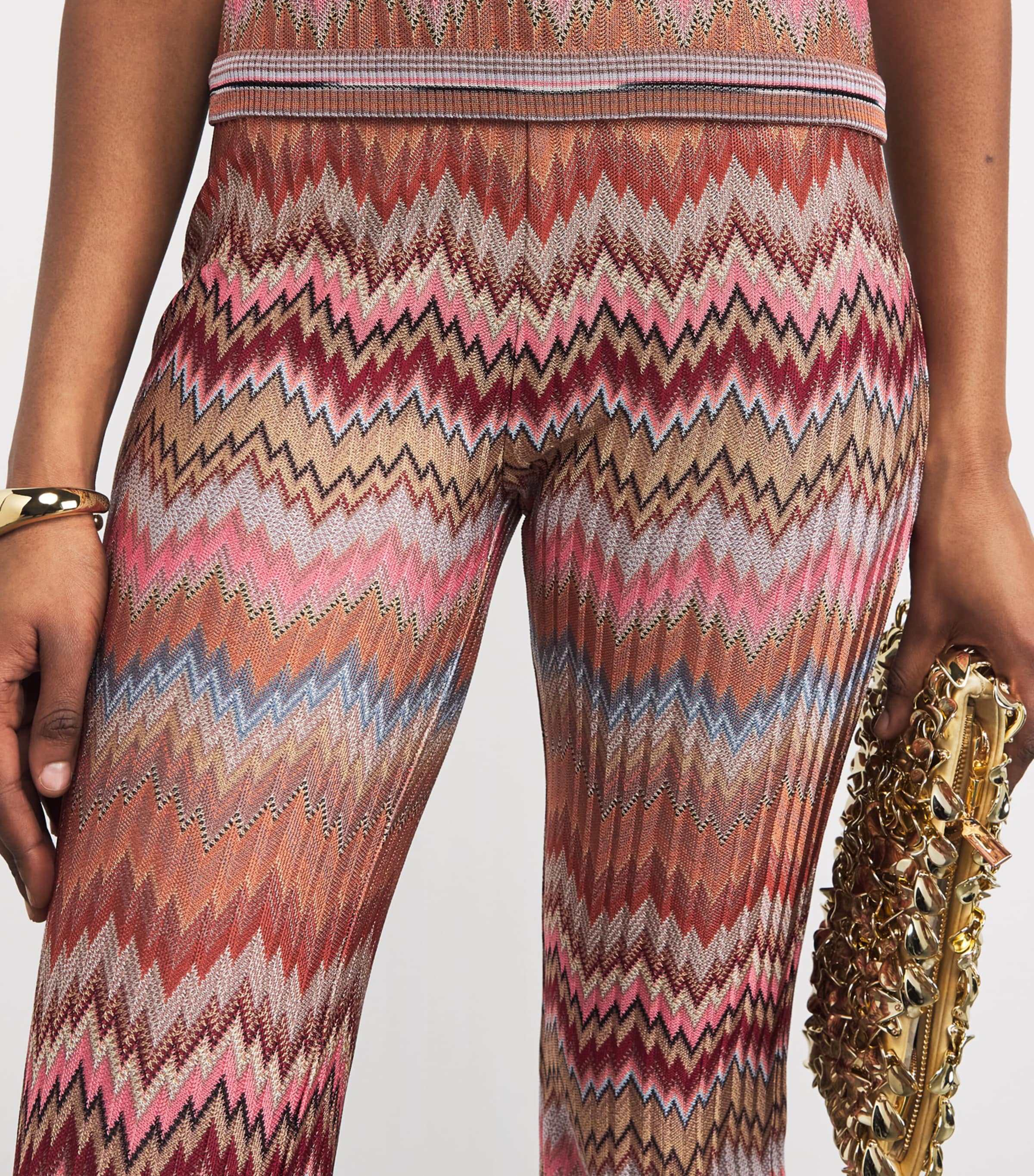 Snake Chevron Bootcut Trousers SM9Y1 PINK/RUST TONE Image 6