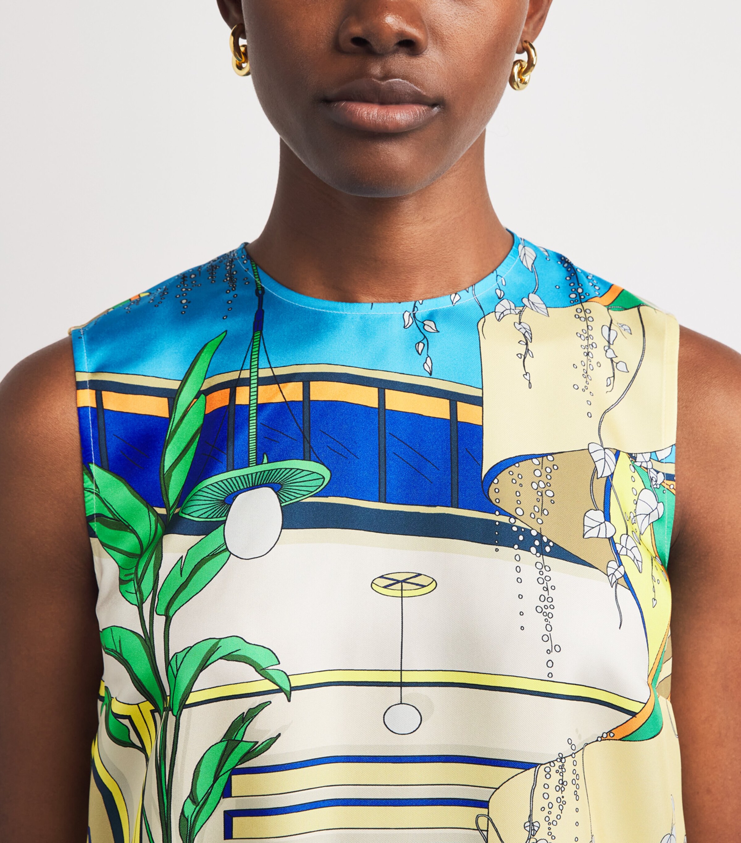 Tory Burch Womens Silk Printed Cape and Top The Pool Blue Image 6