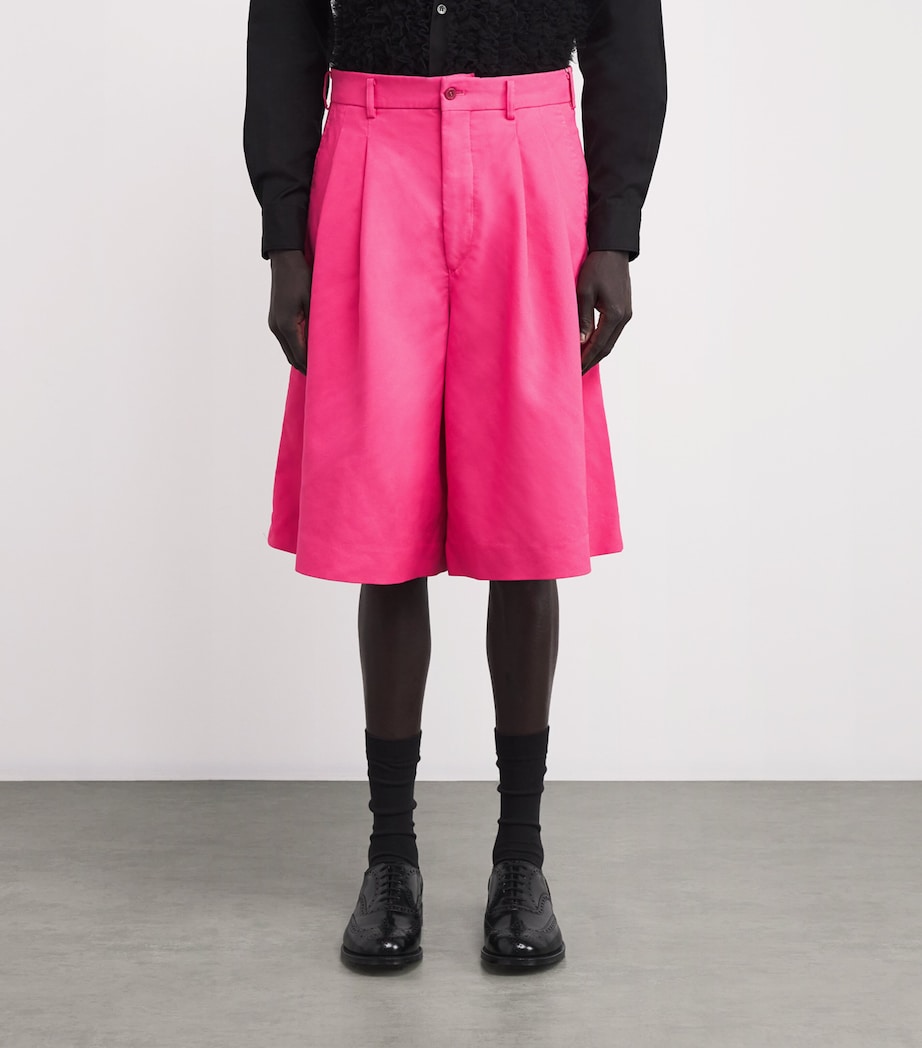 Comme Des Garçons Homme Plus Mens Pleated Wide-Leg Shorts Pink Image 3