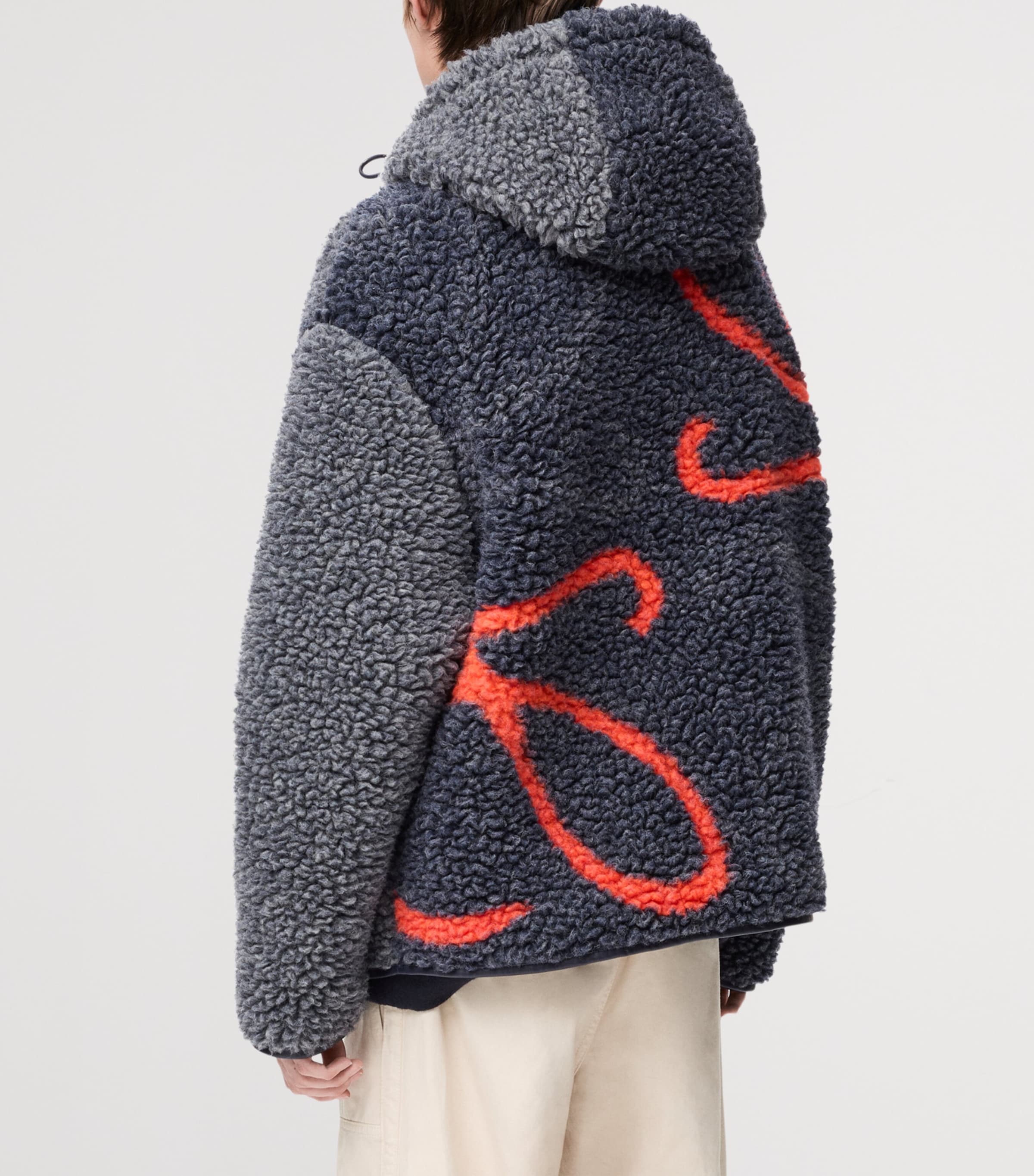 Fleece Anagram Hooded Jacket NAVY/ORANGE Image 4