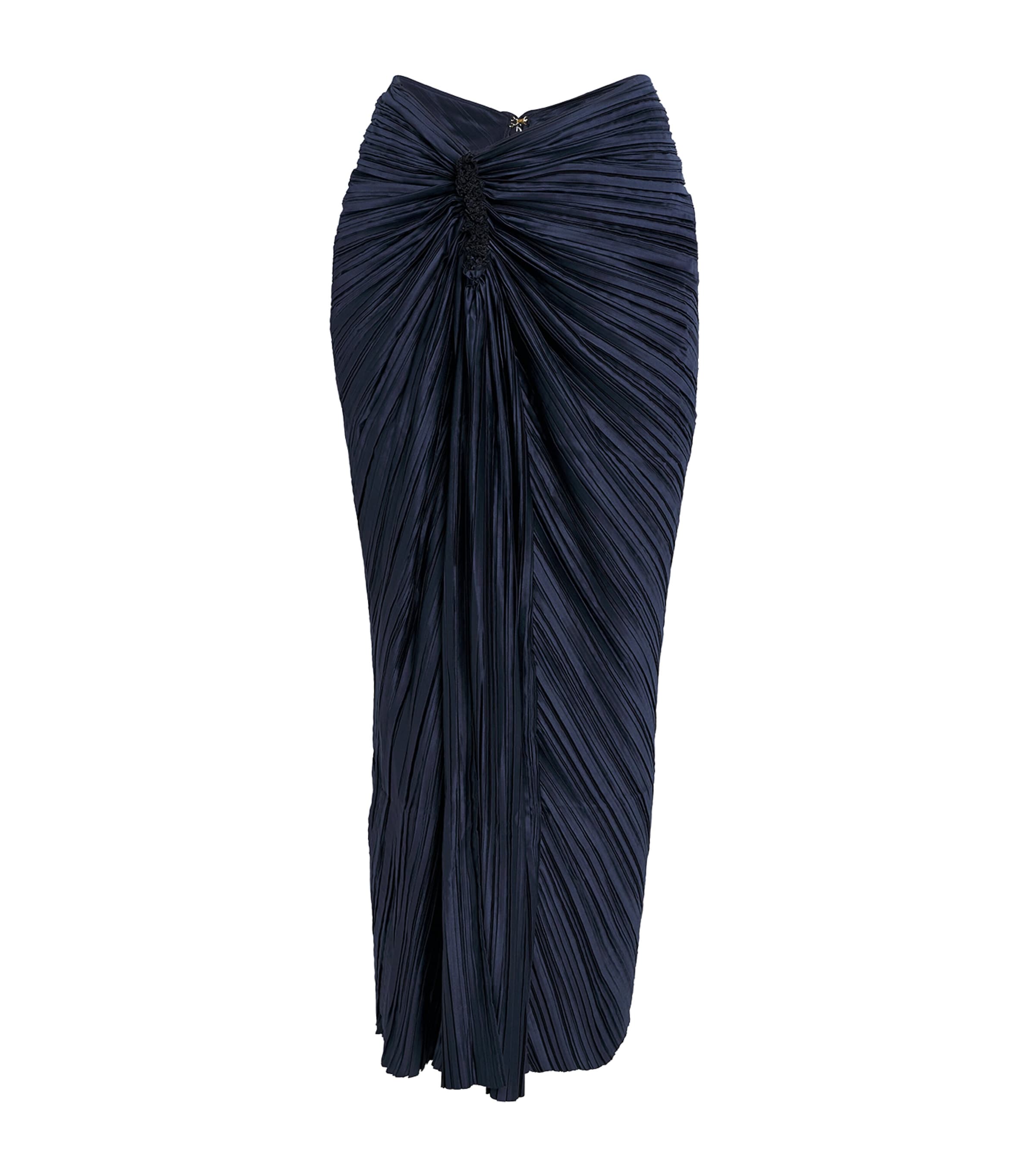 Cult Gaia Plissé Satin Sonoma Midi Skirt In Blue