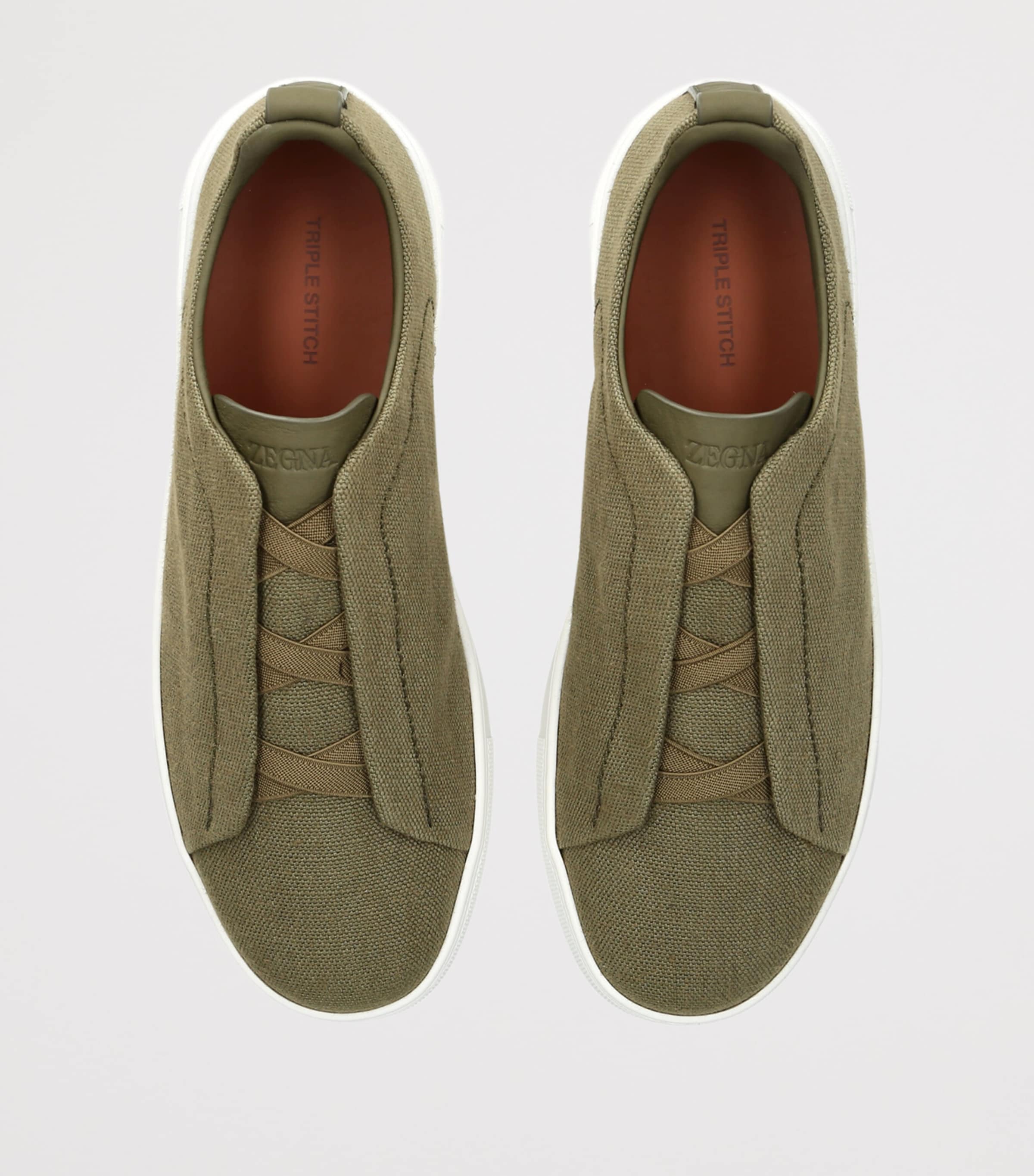 Zegna Canvas Triple Stitch Sneakers Mid Green Image 2