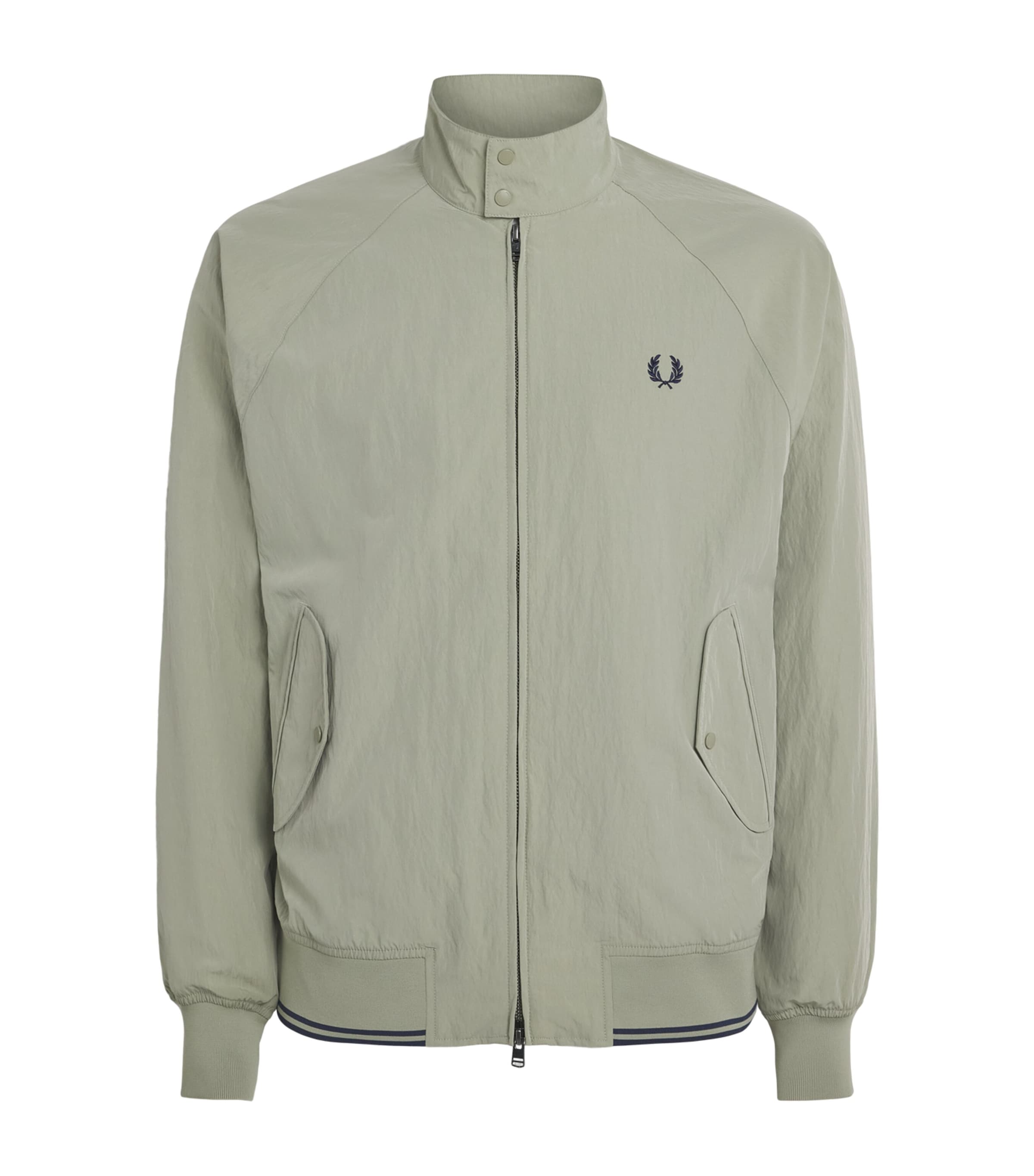 Fred Perry Mens Crinkle Harrington Jacket Seagrass Image 1