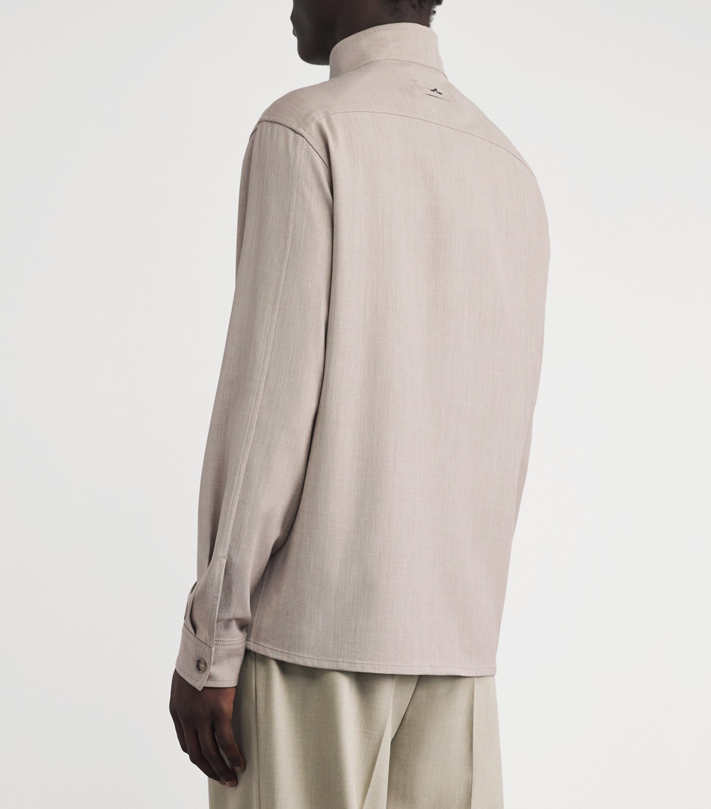 Paul & Shark Mens Wool-Blend Twin-Pocket Overshirt Beige Image 5