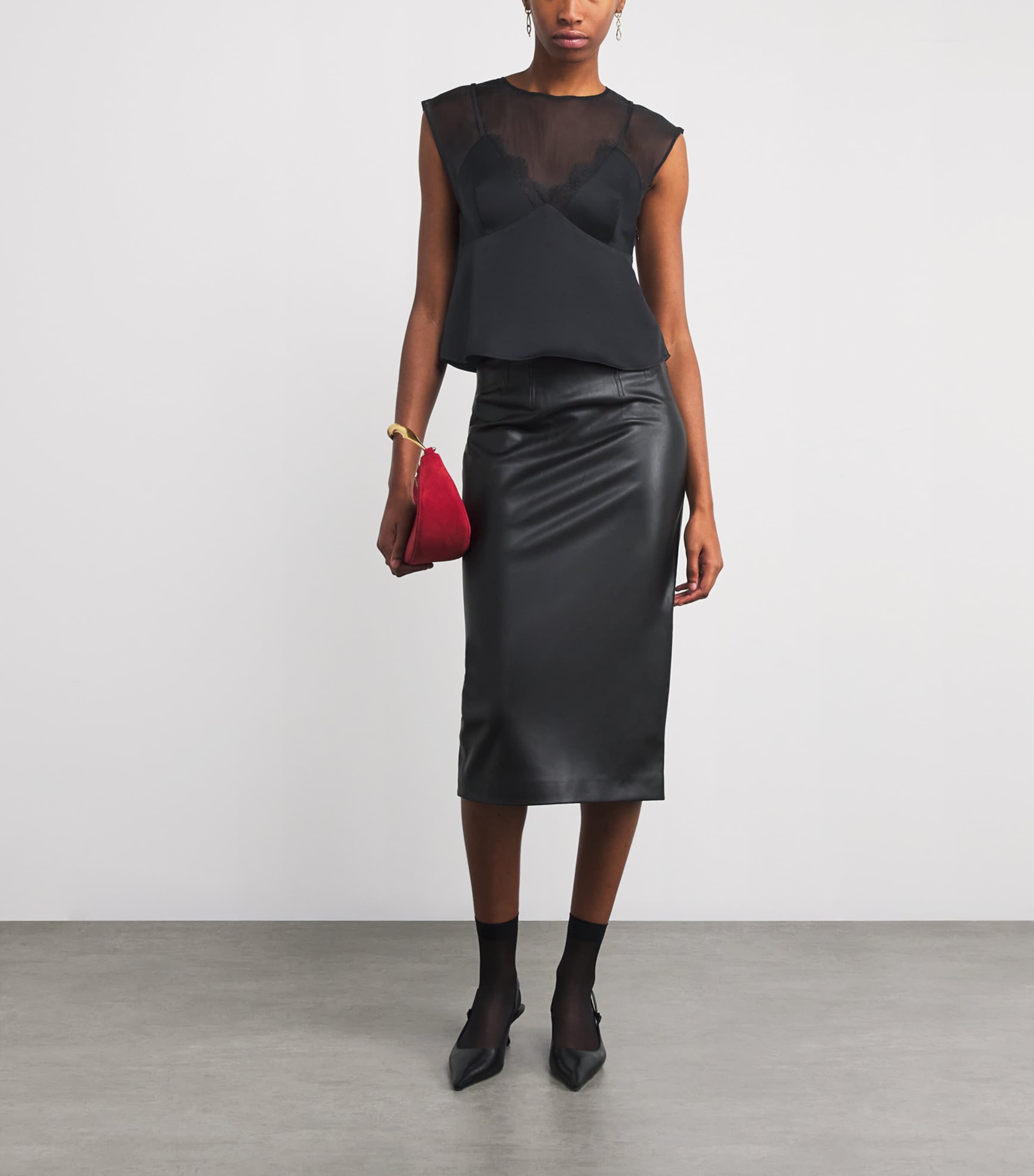 Satin Lace Top BLACK Image 2