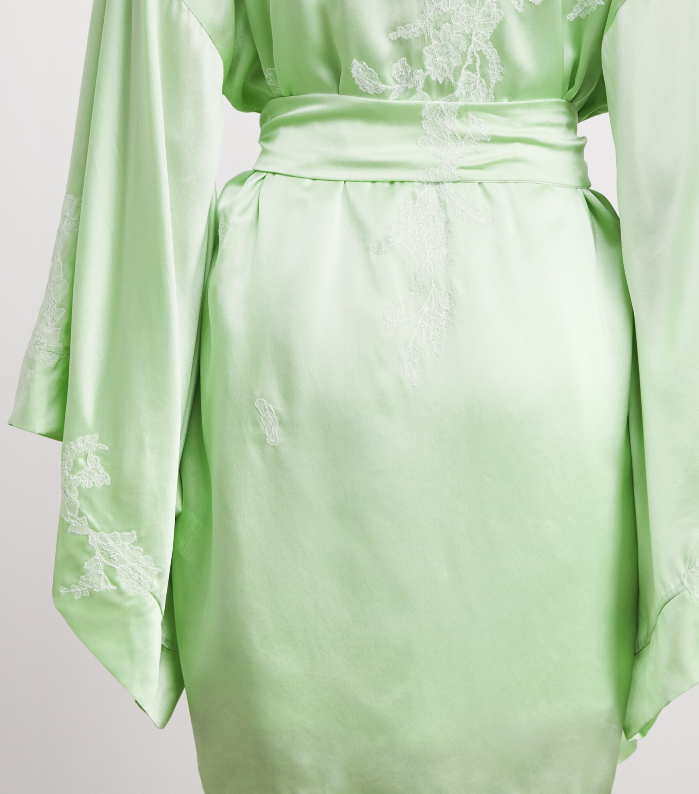 TORLOWEI Womens Silk Lace Short Robe Peppermint/white Image 5