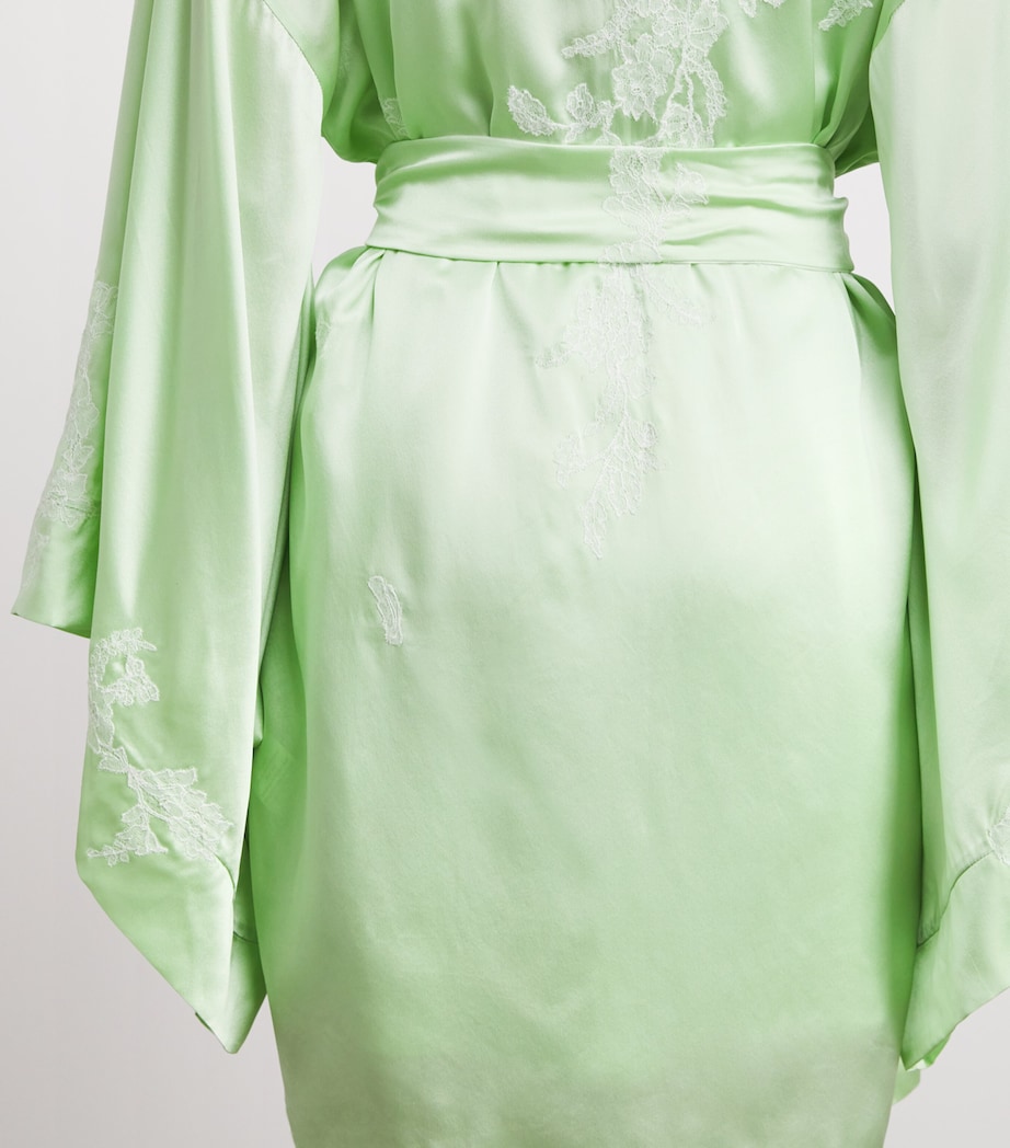 TORLOWEI Womens Silk Lace Short Robe Peppermint/white Image 5