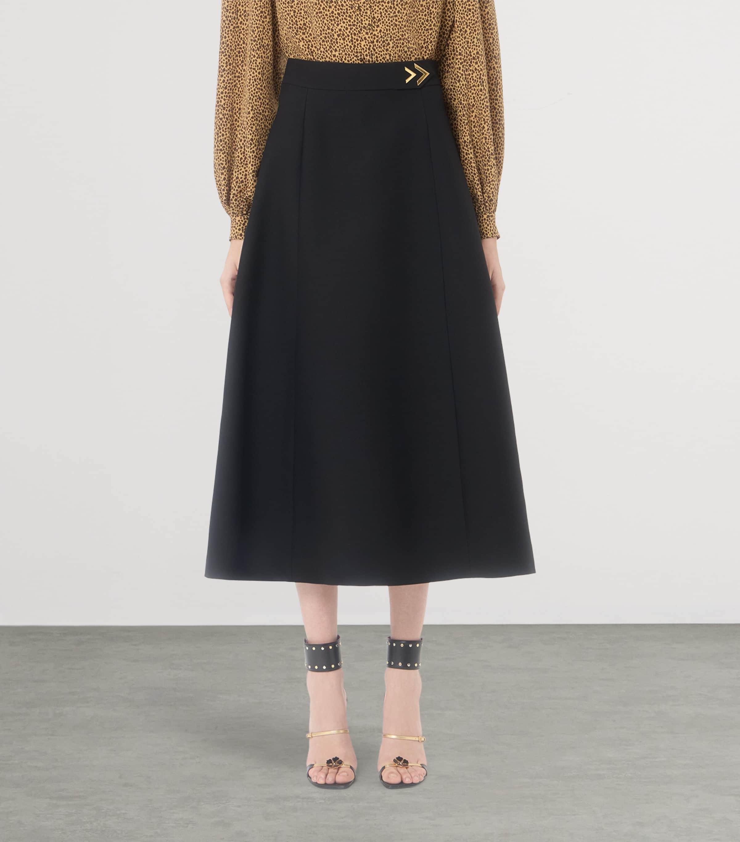 Valentino Womens Wool-Silk Crepe Midi Skirt Image 3