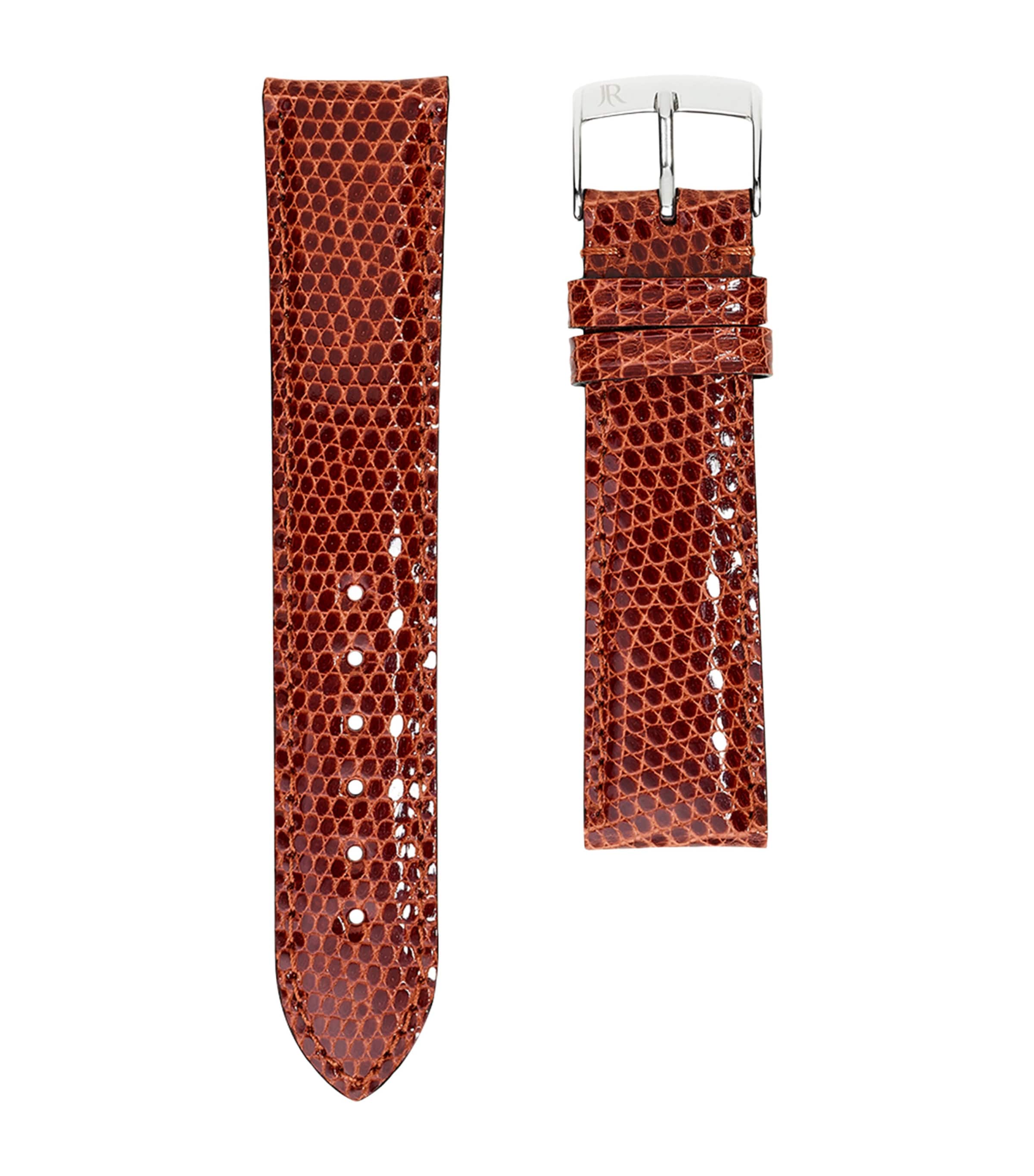 Jean Rousseau Classic Leather Lizard-pattern Watch Strap In Orange