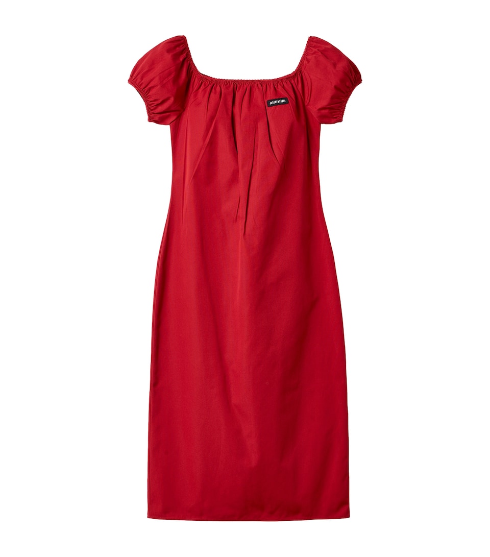 Miu Miu Cotton Logo Midi Dress