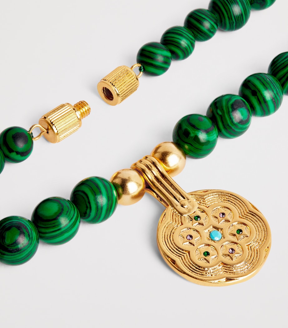Rixo Gold-Plated Malachite Ischia Necklace Green Image 5