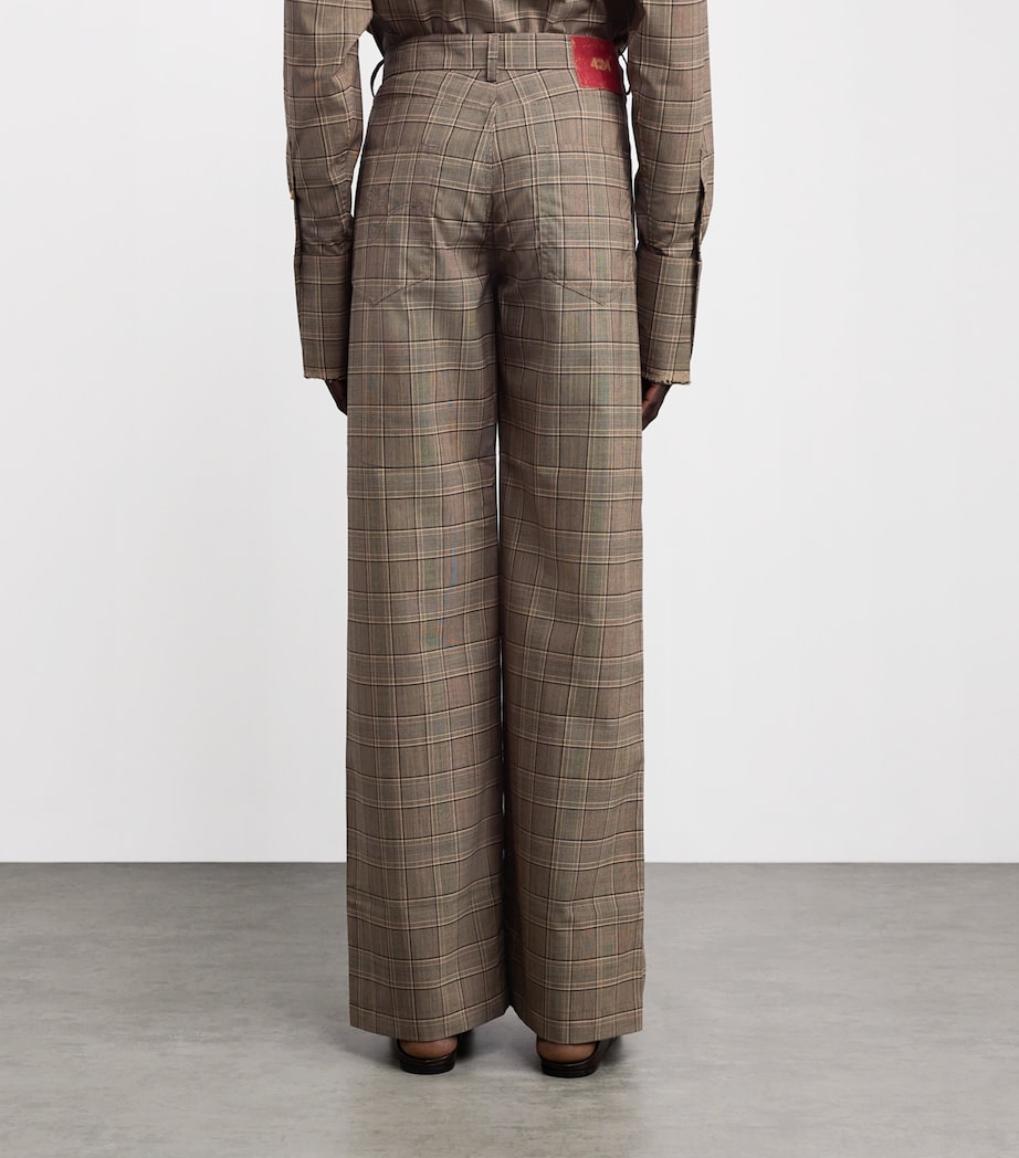 Virgin Wool-Blend Check Trousers BROWN CHECK Image 4