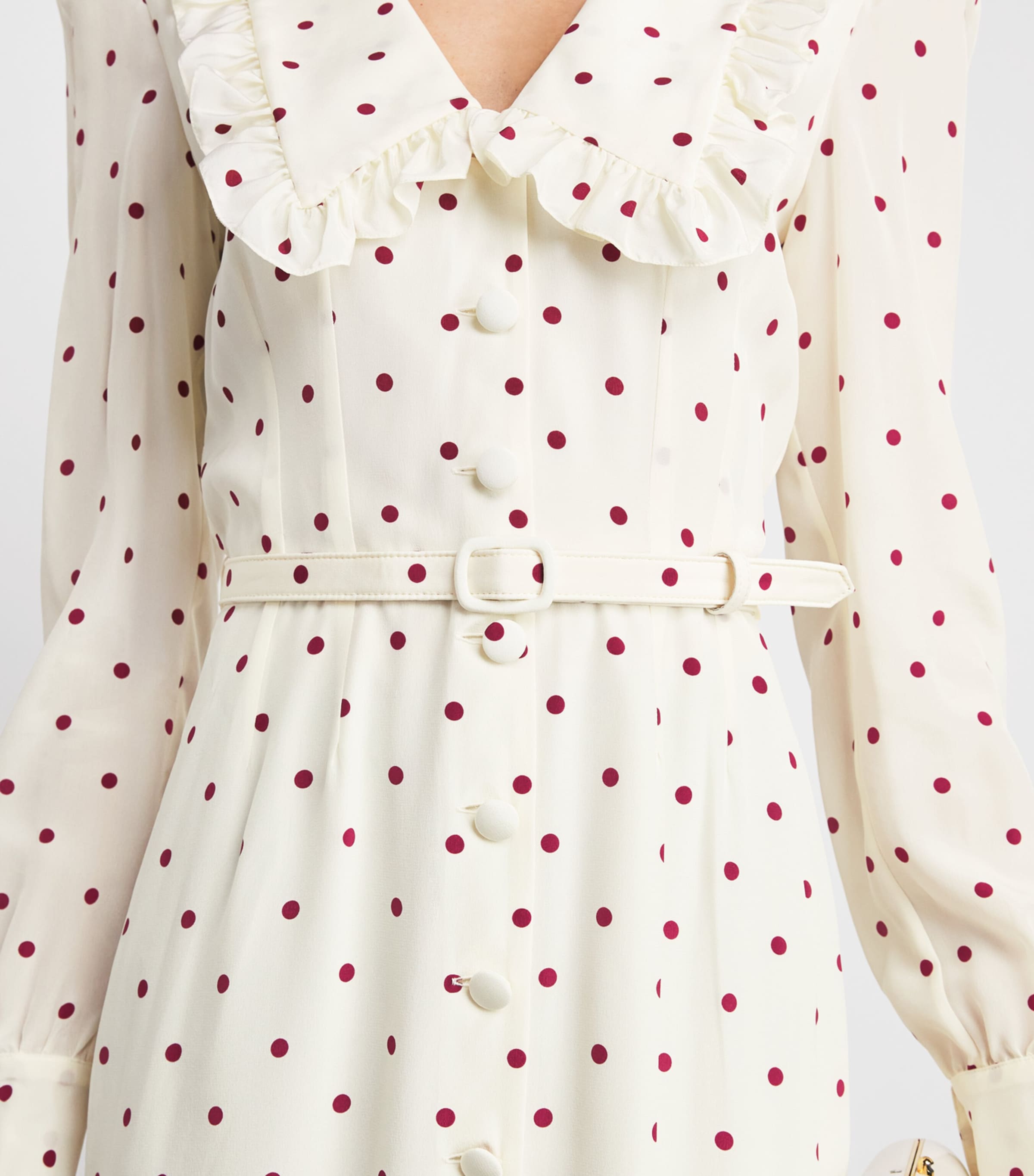 Alessandra Rich Womens Silk Printed Midi Dress Cream Bordeaux Image 3