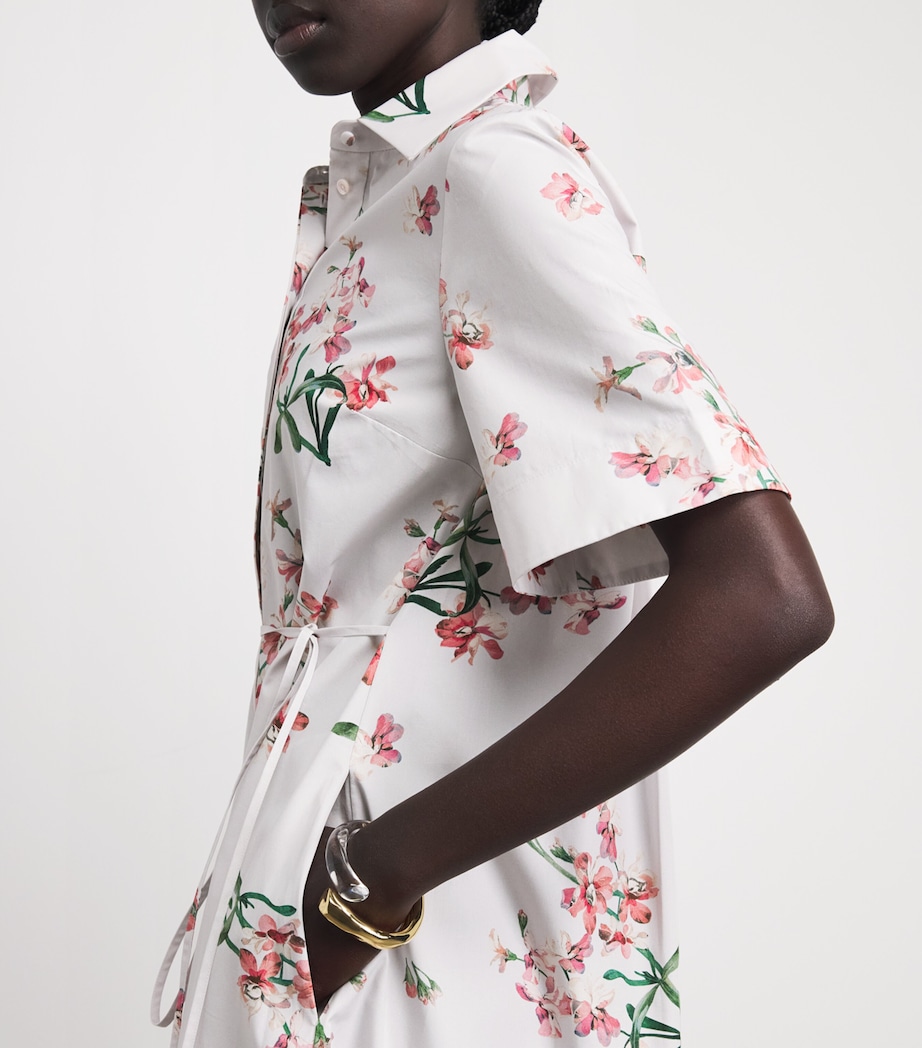 Erdem Womens Cotton Floral Midi Shirt Dress Paintd Orchd Ptl Pnk Image 3