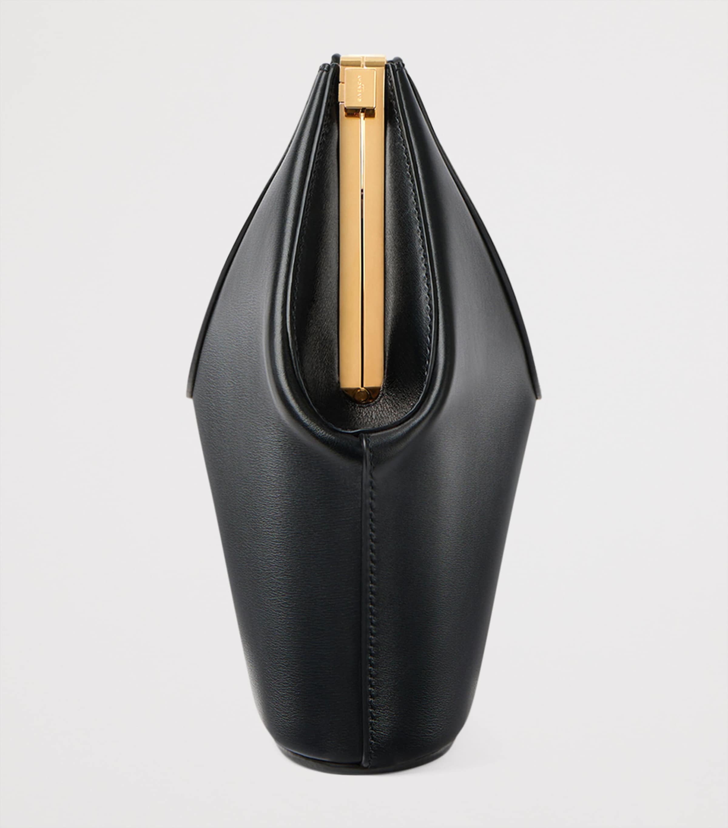 Leather Facet Clutch Bag BLACK Image 3