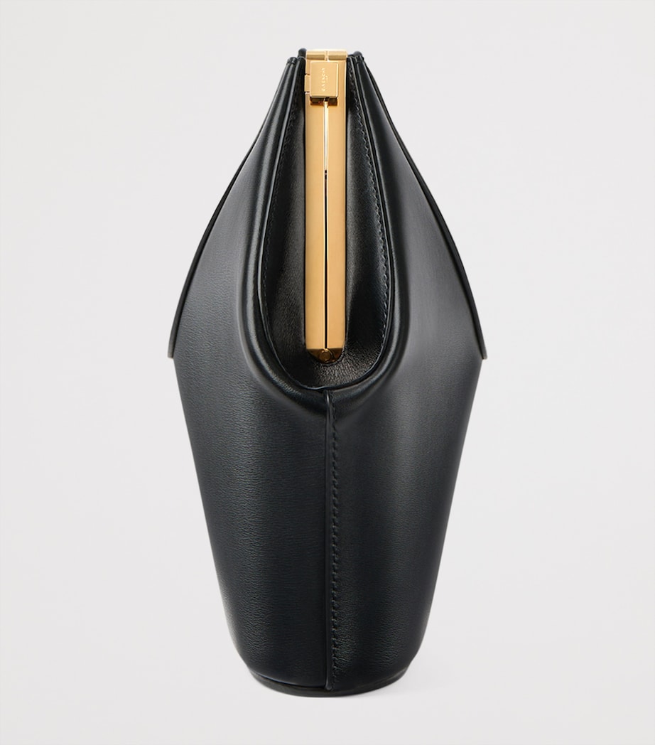Leather Facet Clutch Bag BLACK Image 3