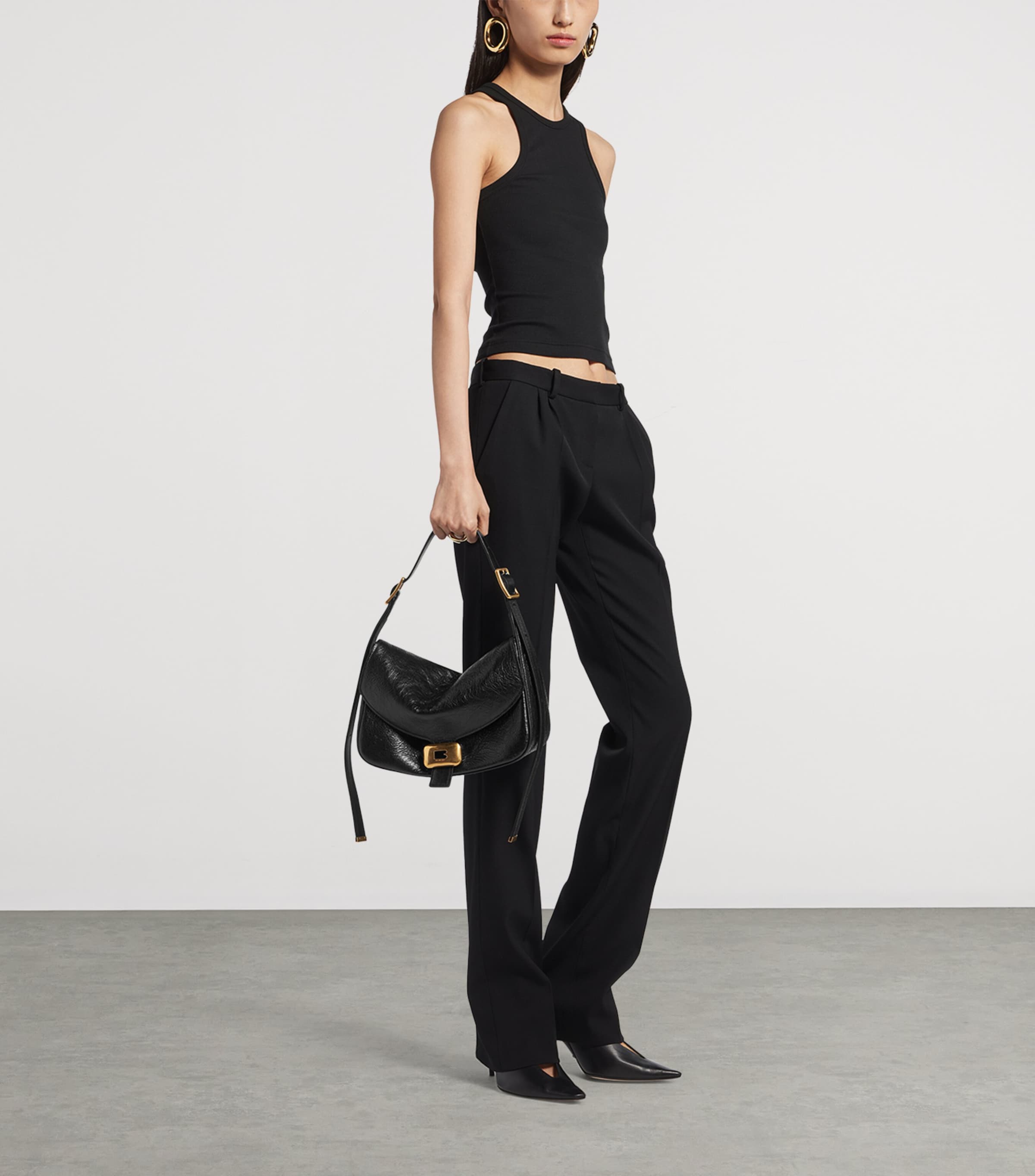 Balenciaga Black Lambskin Clicca Shoulder Bag | Harrods US