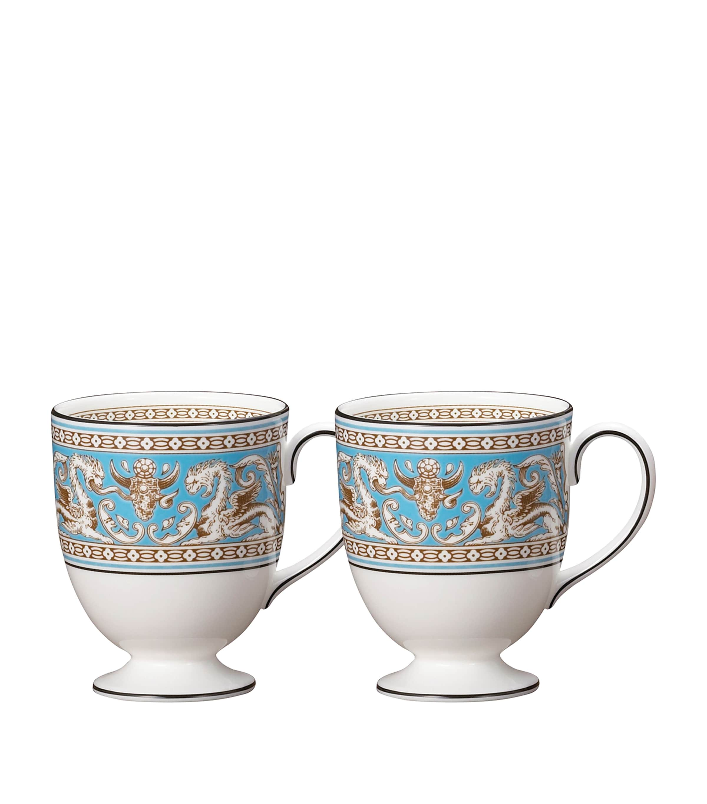 WEDGWOOD FLORENTINE TURQUOISE MUGS 