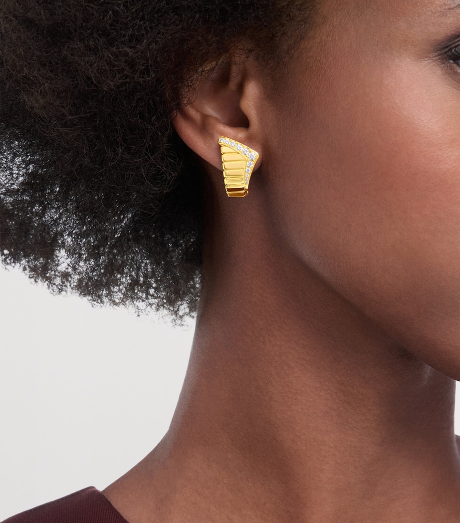 Bvlgari Yellow Gold and Diamond Tubogas Hoop Earrings Yellow Gold Image 5