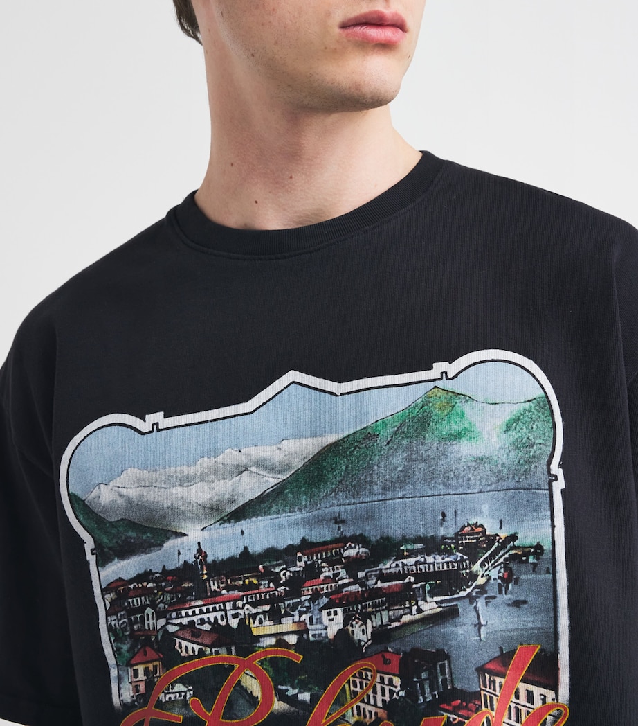 x Harrods Cotton Lago Di Como T-Shirt VTG BLACK 2306 Image 6