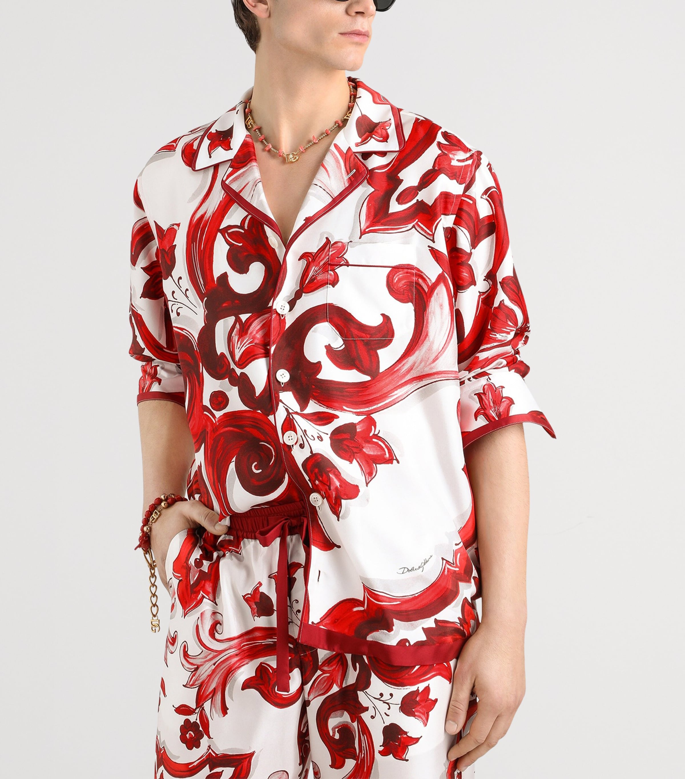 Dolce&Gabbana Mens Silk Shirt Maiolica Rub Image 5