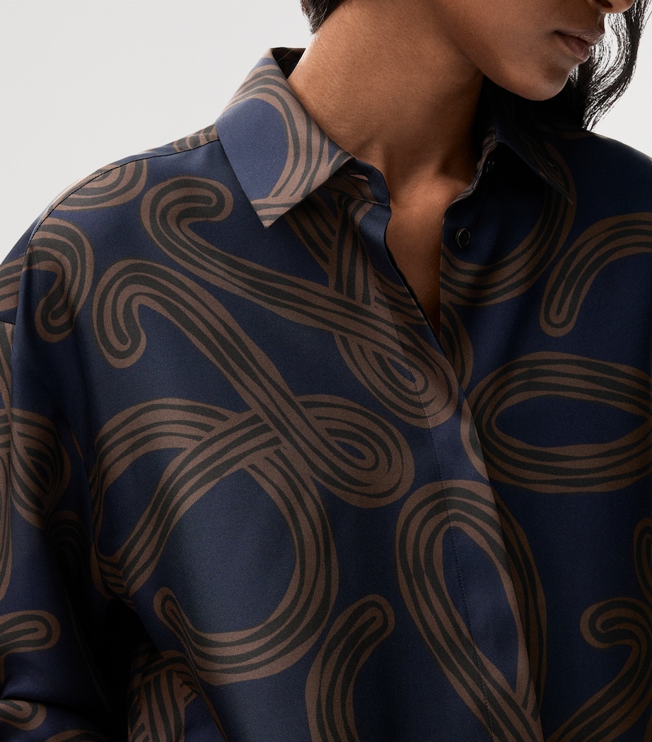 LOEWE Womens x Paula’s Ibiza Silk Oversized Shirt Navy/brown Image 5
