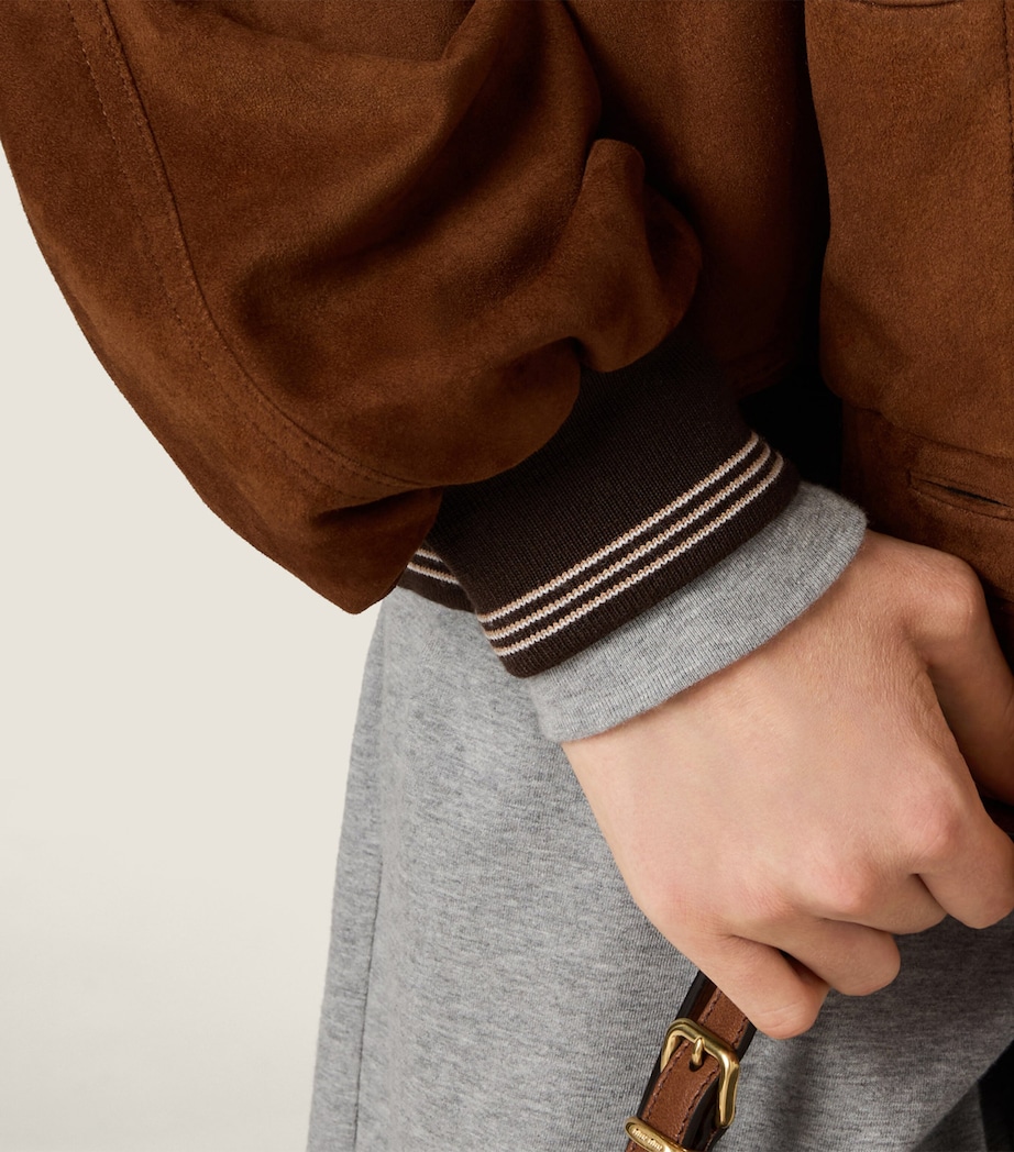 Miu Miu Womens Suede Varsity Jacket Image 4