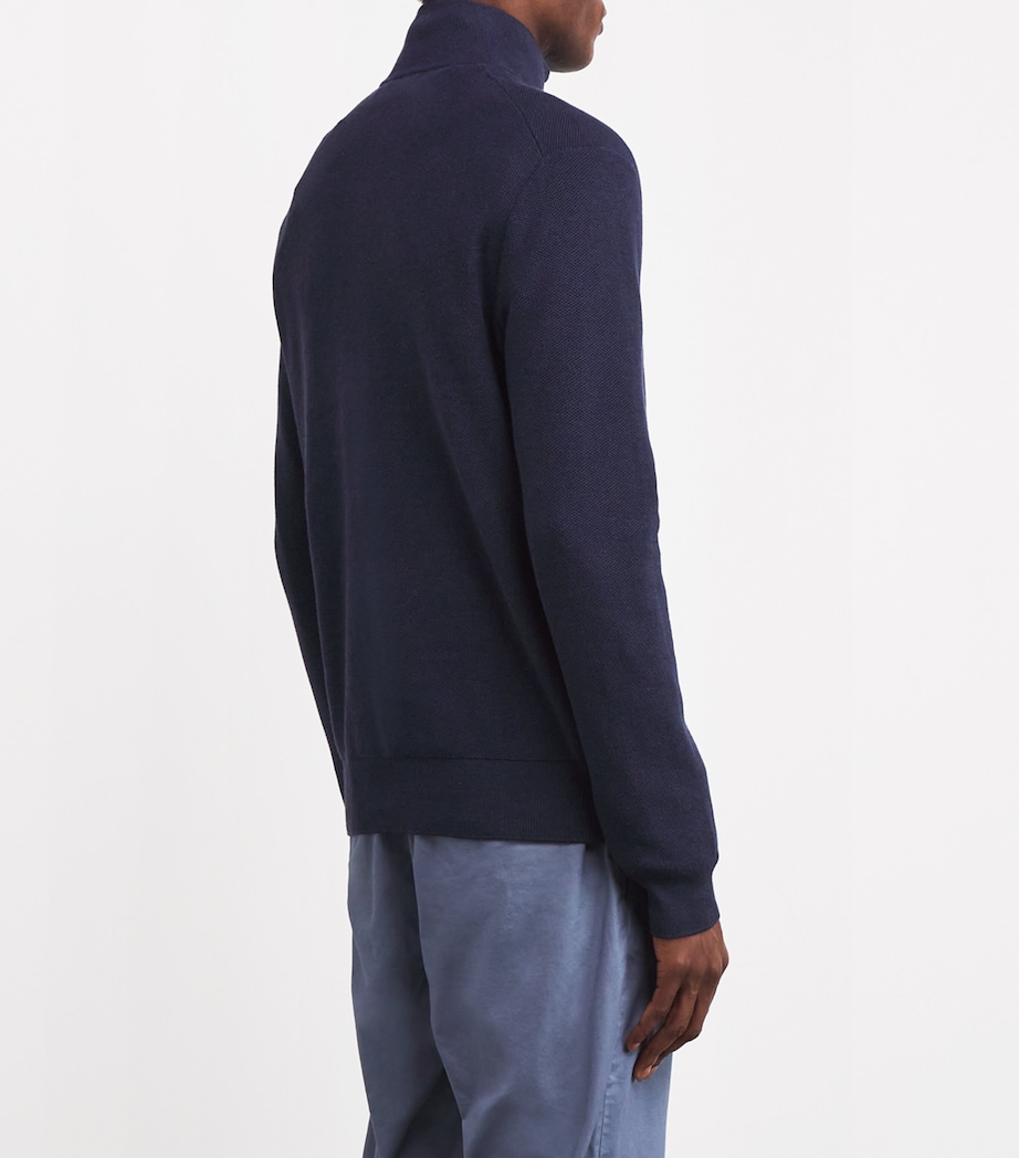 Cotton Quarter-Zip Sweatshirt NAVY Image 4