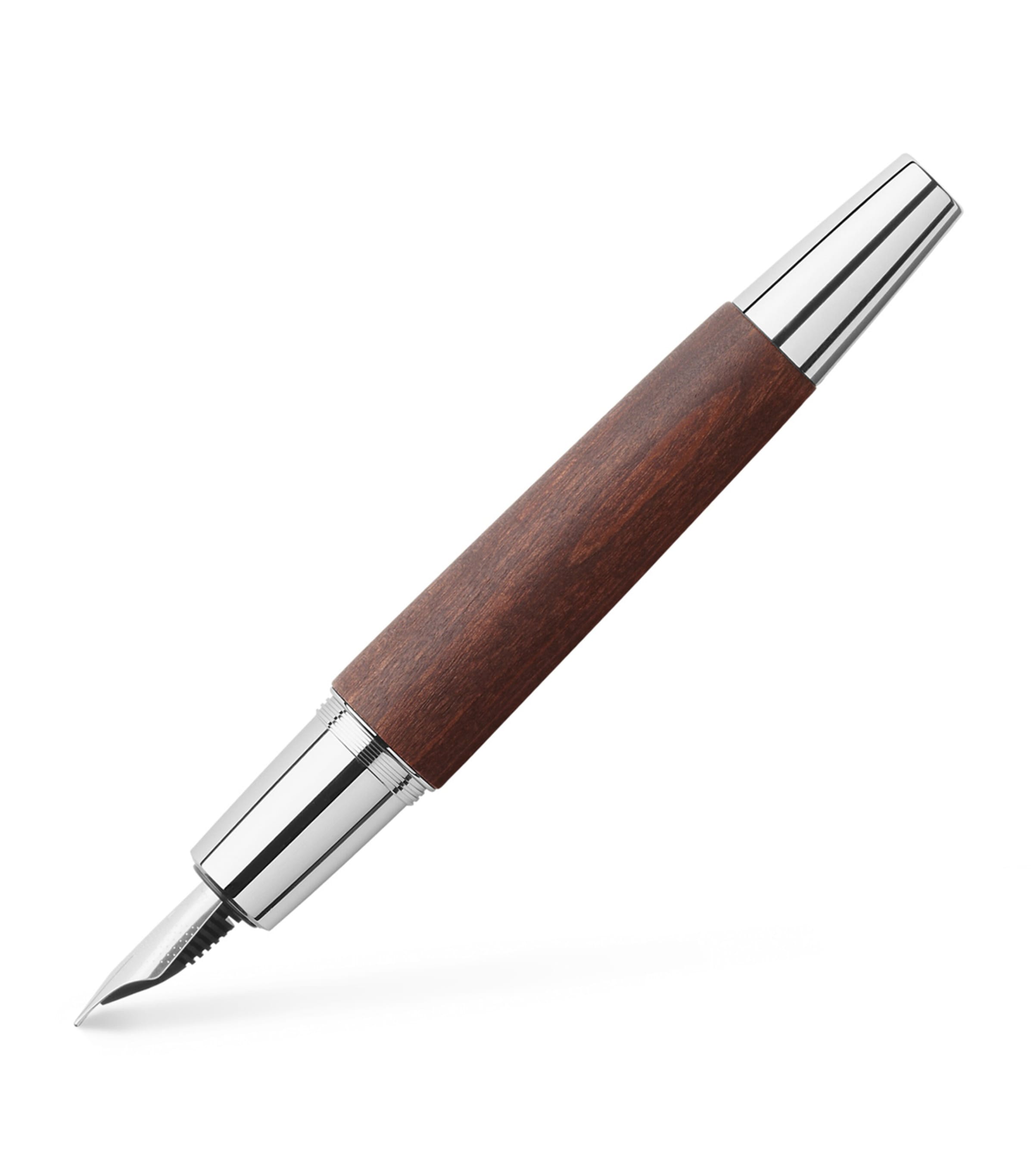 Faber-Castell E-Motion Pearwood Fountain Pen Chrome/drk Brown Image 1