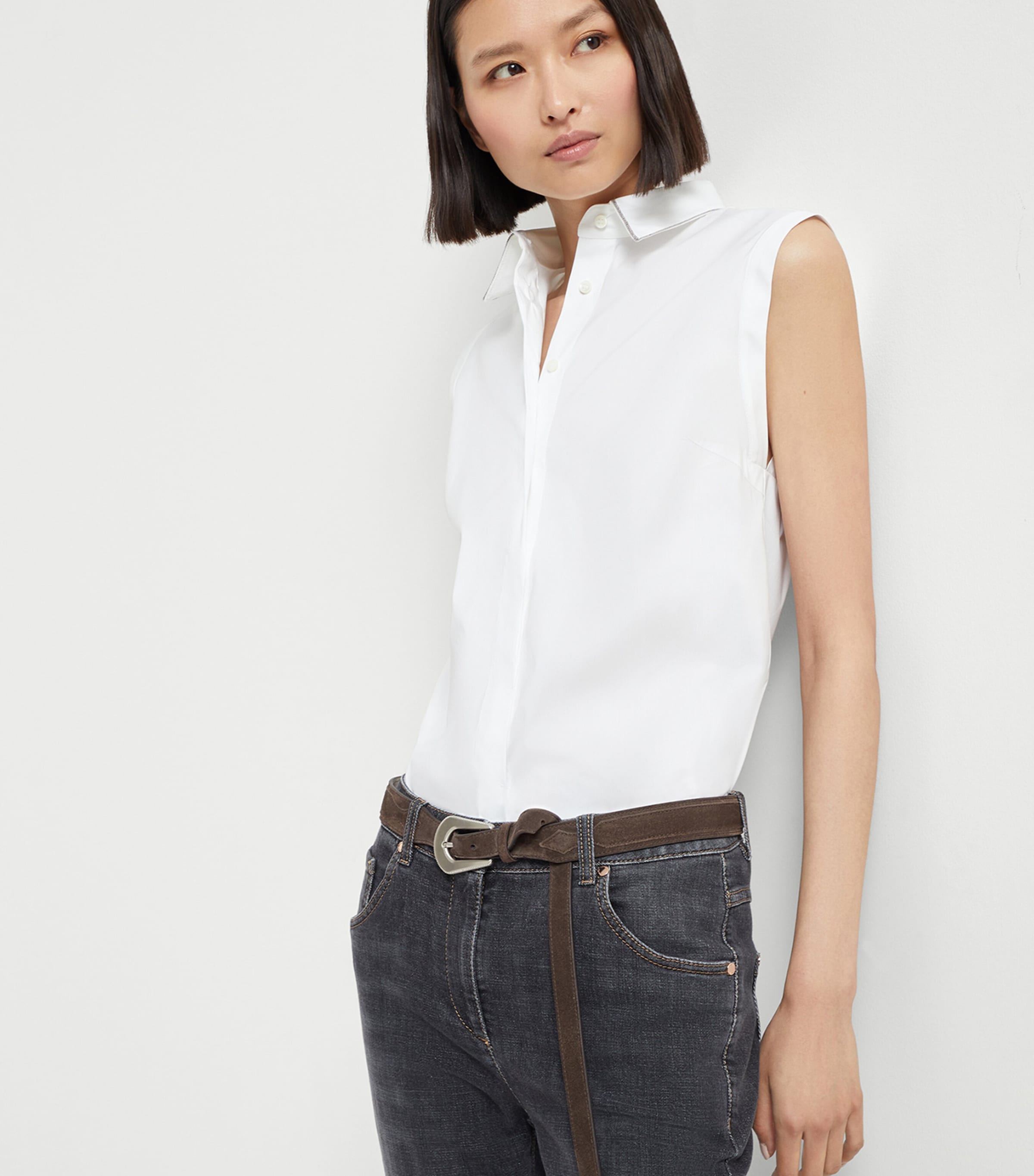Brunello Cucinelli Womens Stretch-Cotton Poplin Monili Shirt Image 5
