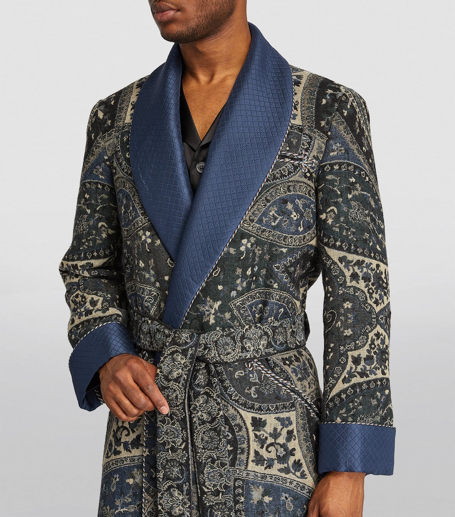 Paisley Jacquard Dressing Gown GREY BLUE Image 6