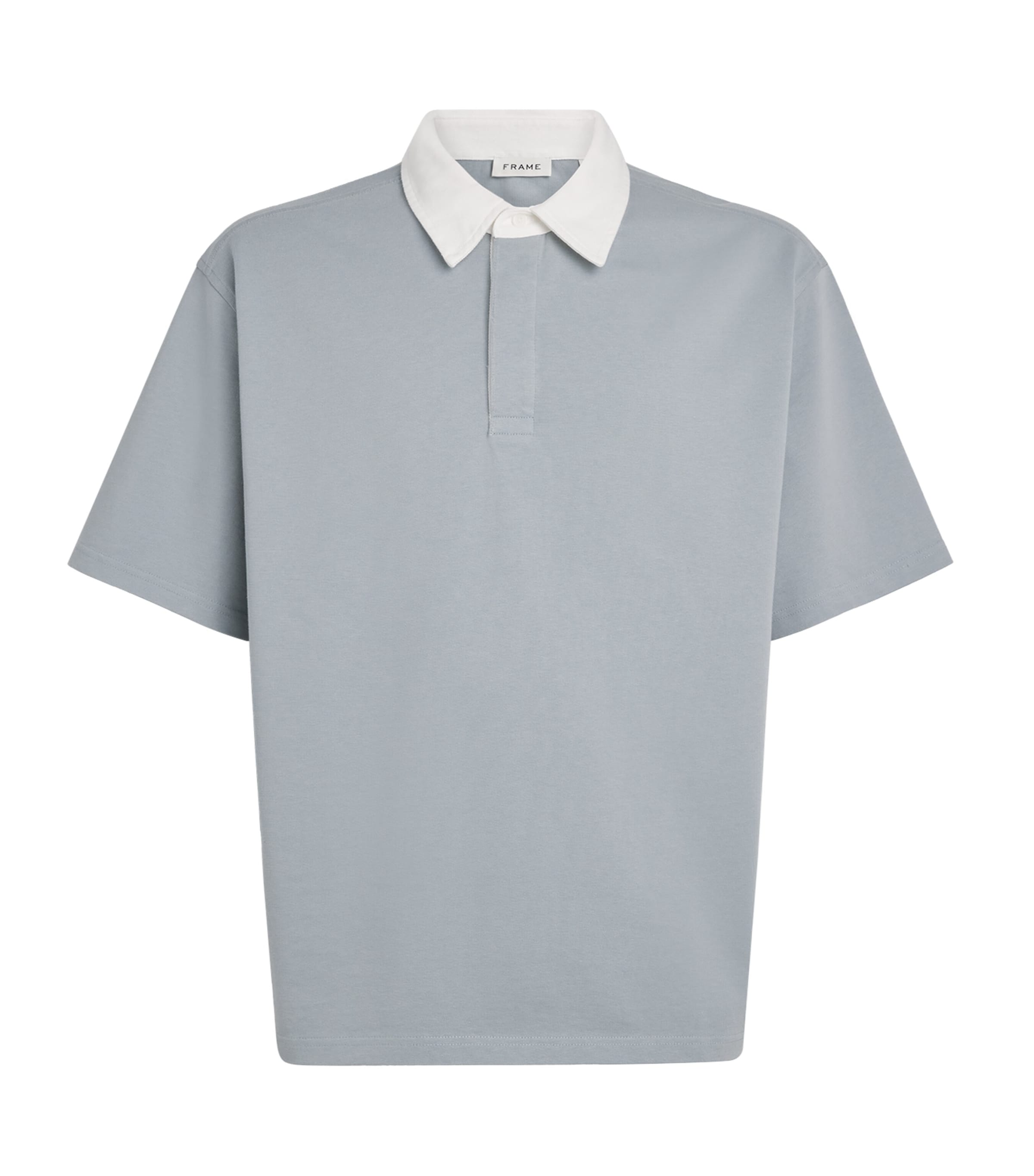 FRAME Mens Contrast-Collar Rugby Polo Shirt Bgry Image 1