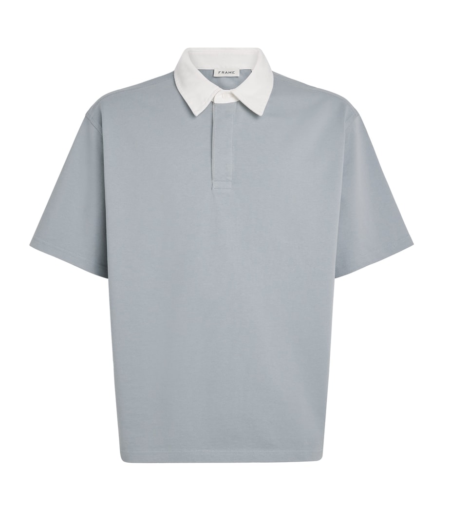 FRAME Mens Contrast-Collar Rugby Polo Shirt Bgry Image 1