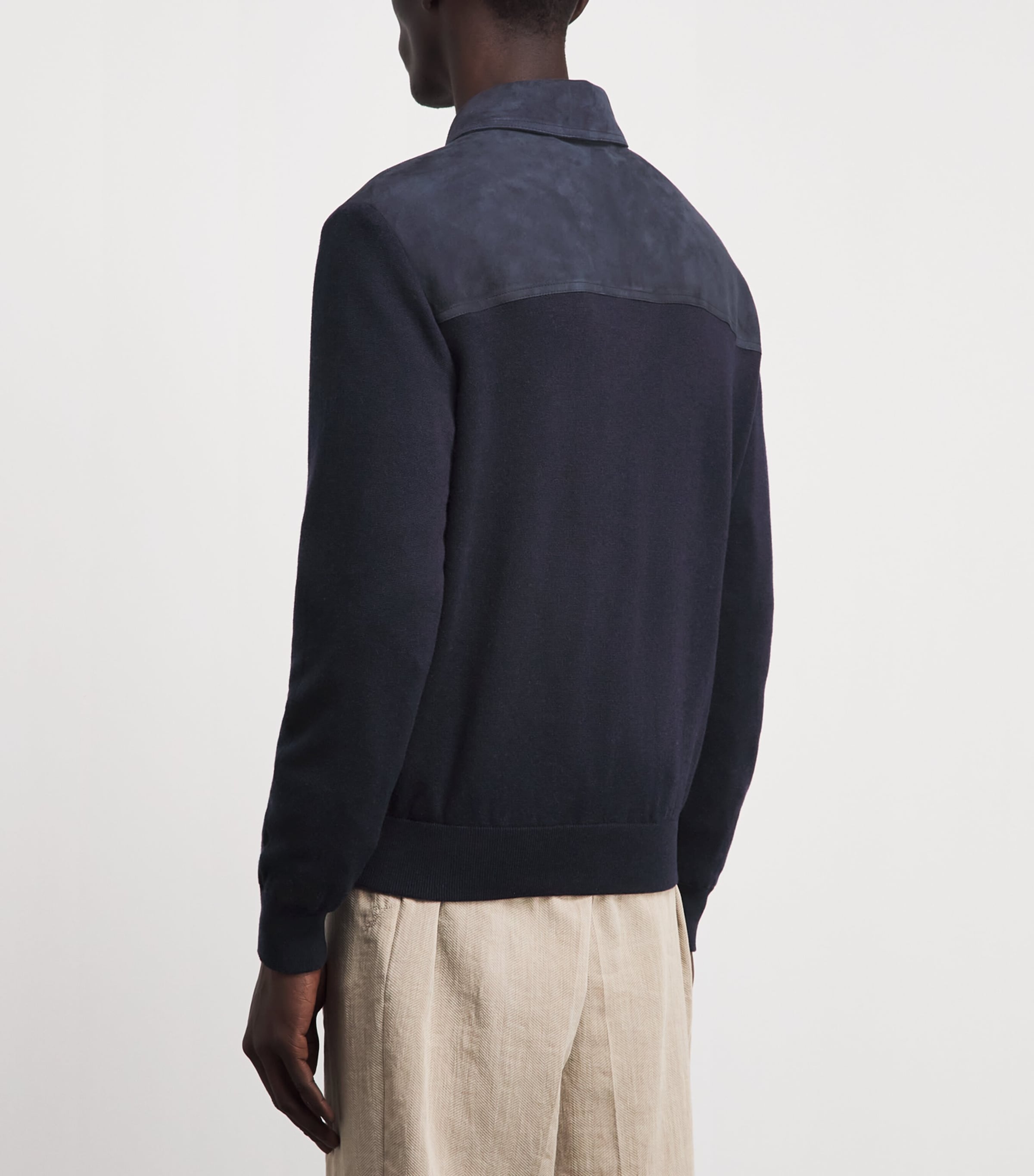Fioroni Cashmere Mens Suede Bomber Jacket Navy Image 5