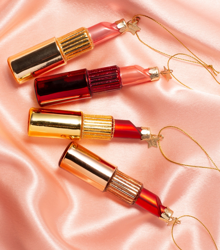 Harrods Lipstick Tree Decoration Red/gold Image 4